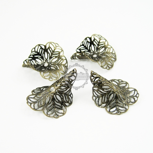 20Pcs 28*23MM bronze brass flower cap,bronze beads cap for earring 1561005 - Click Image to Close