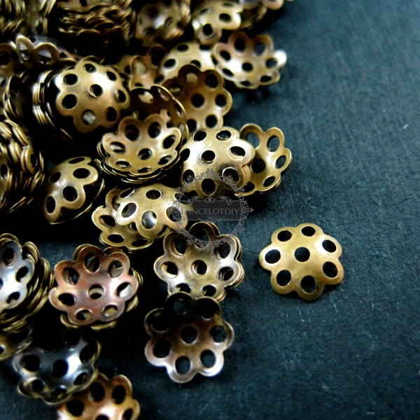 50pcs 6mm vintage style antqiued bronze filigree flower beads cap beading supplies DIY findings 1561011 - Click Image to Close