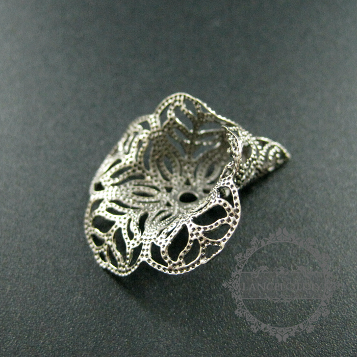 20pcs 28*23MM antiqued silver brass flower cap,antique silver beads cap for earring 1563002 - Click Image to Close