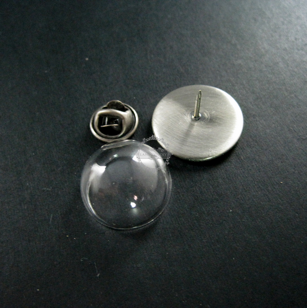 5sets 20mm setting size with glass dome cover vintage antiqued silver round DIY brooch supplies findings 1581029 - Click Image to Close