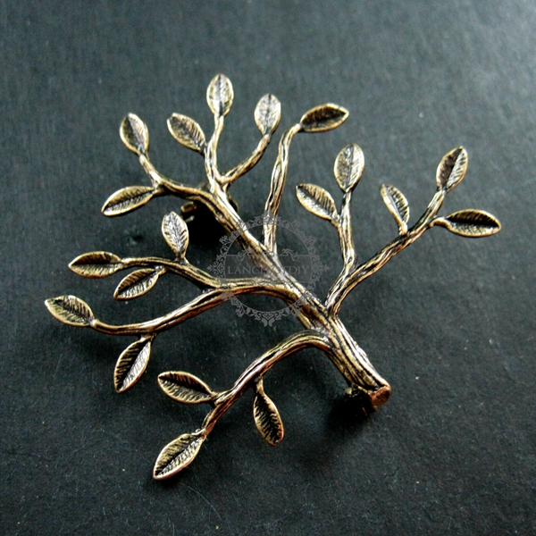 6pcs 32x40mm vintage style antiqued bronze plated brass leaf tree branch brooch 1582031 - Click Image to Close