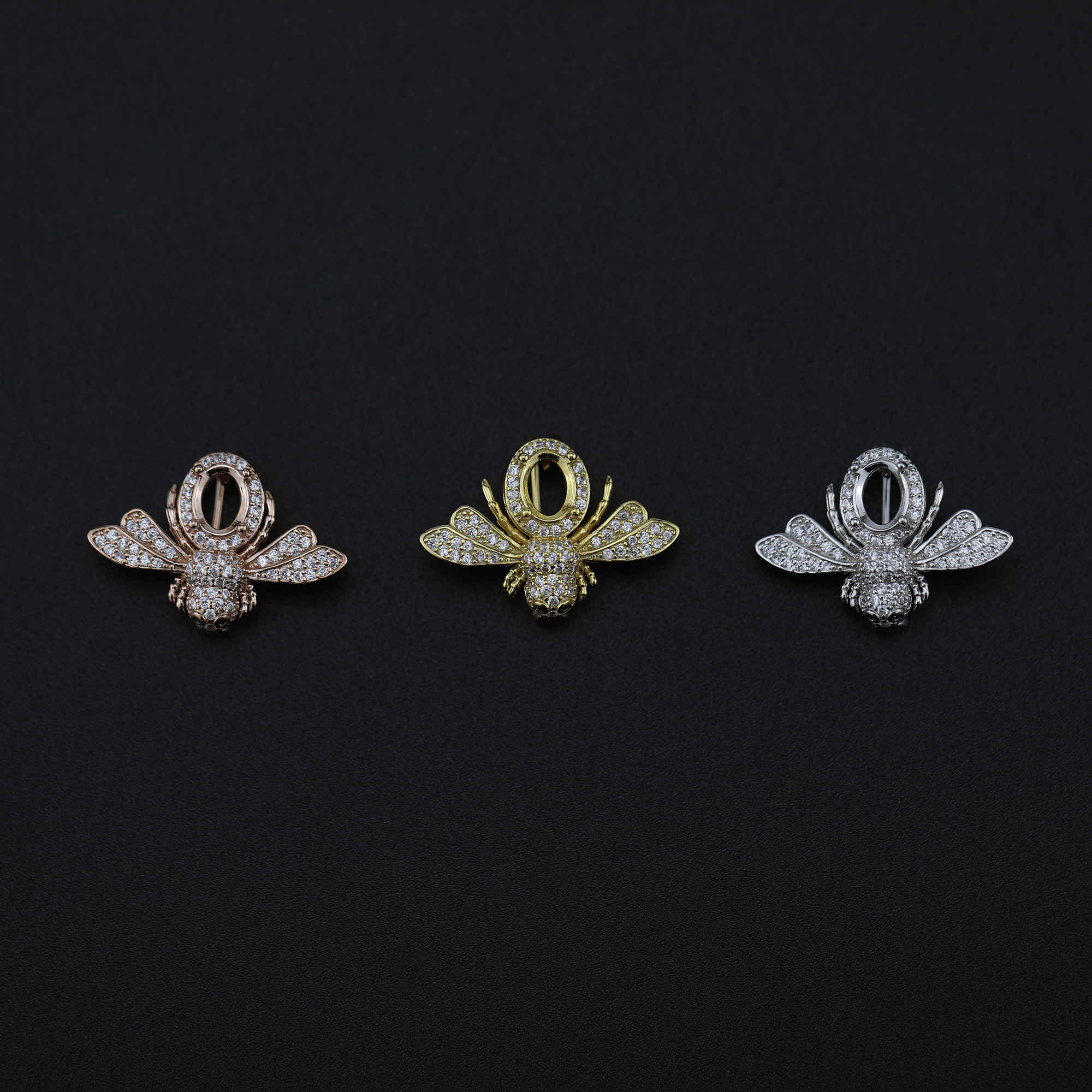 1Pcs 4x6MM Oval Prong Pendant Settings Rose Gold Solid 925 Sterling Silver Dragonfly Brooch DIY Supplies 1582056 - Click Image to Close