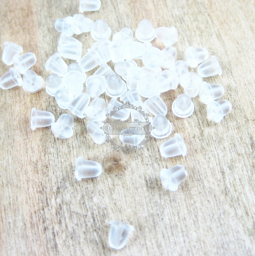 100pcs clear soft rubber earring backs stopper earnuts findings 1701028 - Click Image to Close