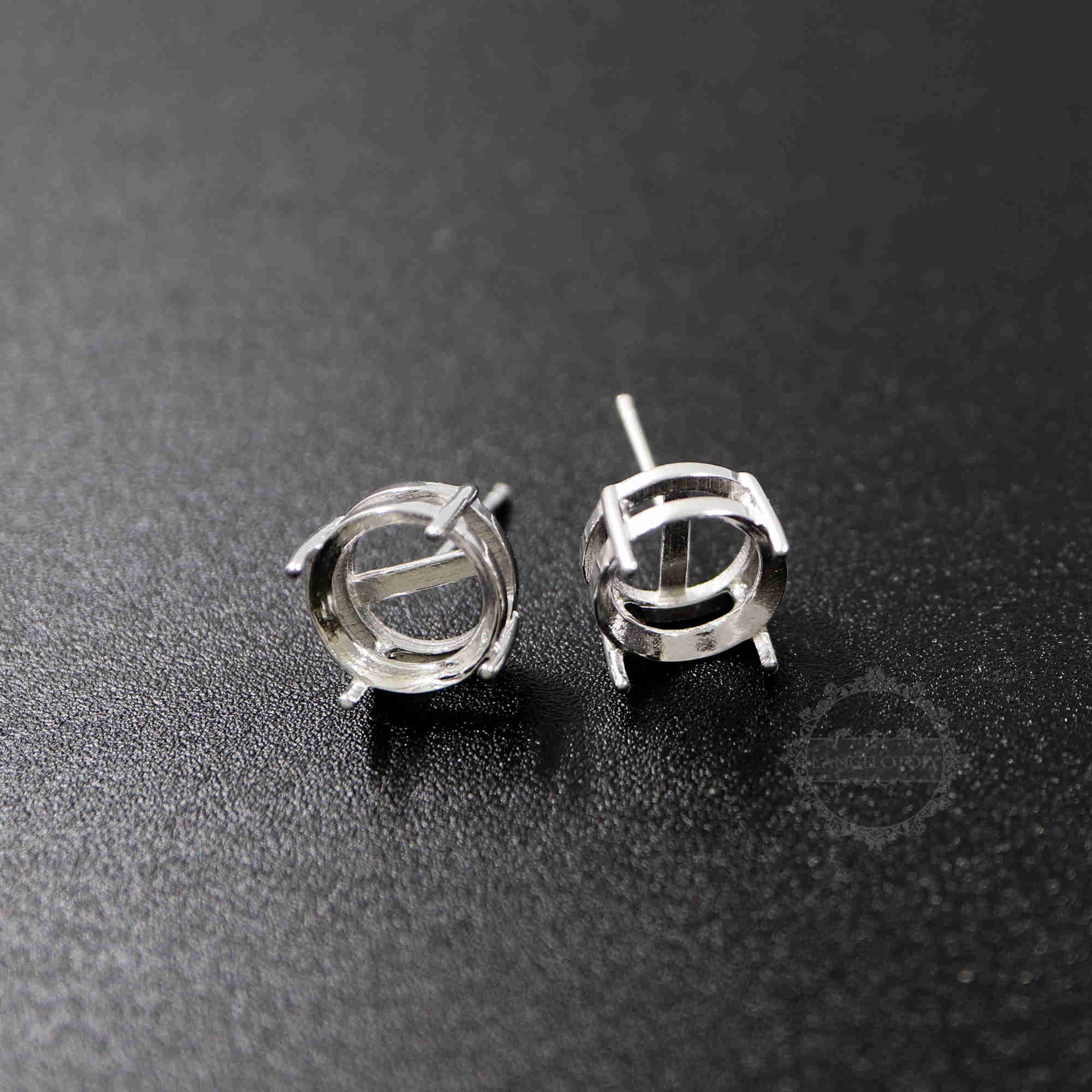 1Pair 4-10MM Round Simple Prong Settings For Cz Stone Solid 925 Sterling Silver DIY Studs Earrings Supplies 1702162 - Click Image to Close