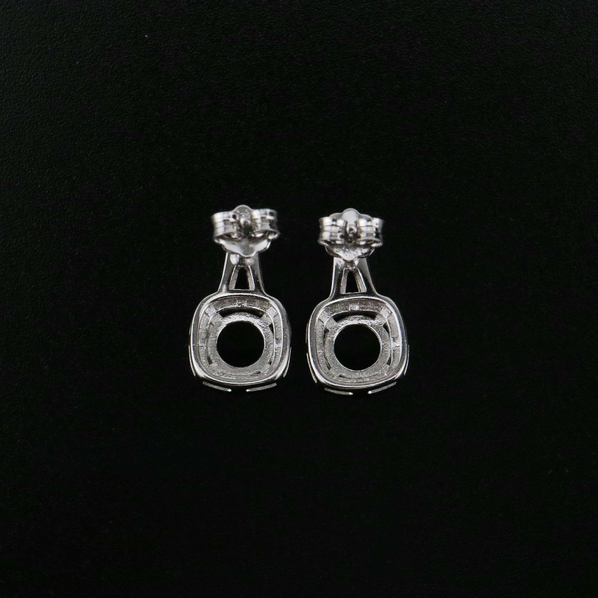 1Pair Round Studs Earrings Settings Halo Pave Solid 925 Sterling Silver Bezel DIY Supplies for Gemstone Jewelry 1702218 - Click Image to Close