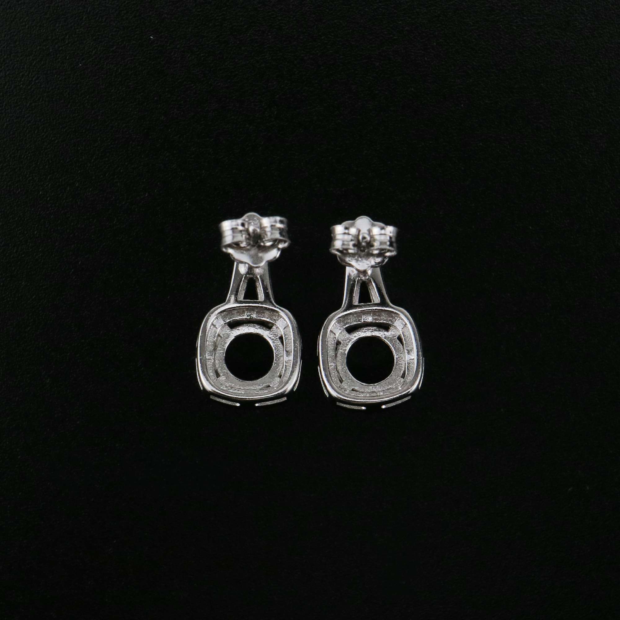1Pair Round Studs Earrings Settings Halo Pave Solid 925 Sterling Silver Bezel DIY Supplies for Gemstone Jewelry 1702218 - Click Image to Close