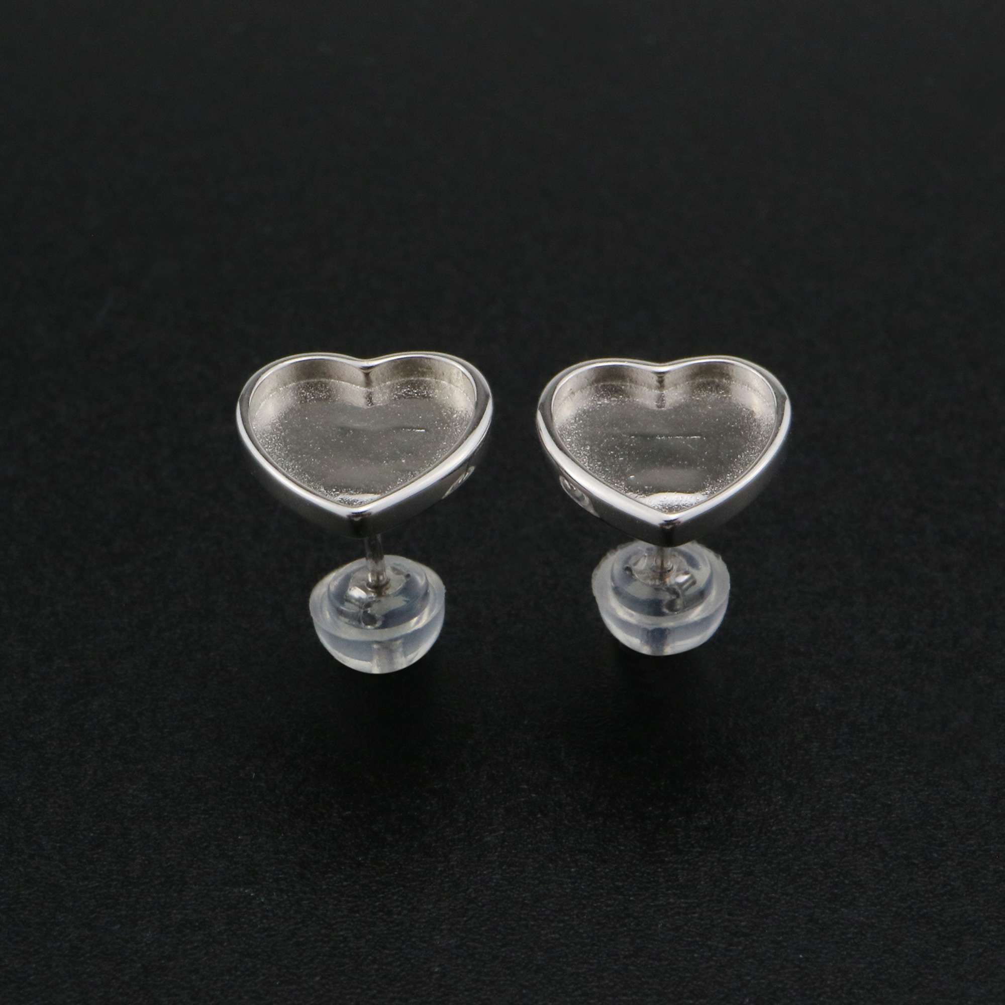 9MM Heart Bezel Settings Studs Earrings for Breastmilk Resin Solid Back 925 Sterling Silver Earrings DIY Supplies 1702224 - Click Image to Close