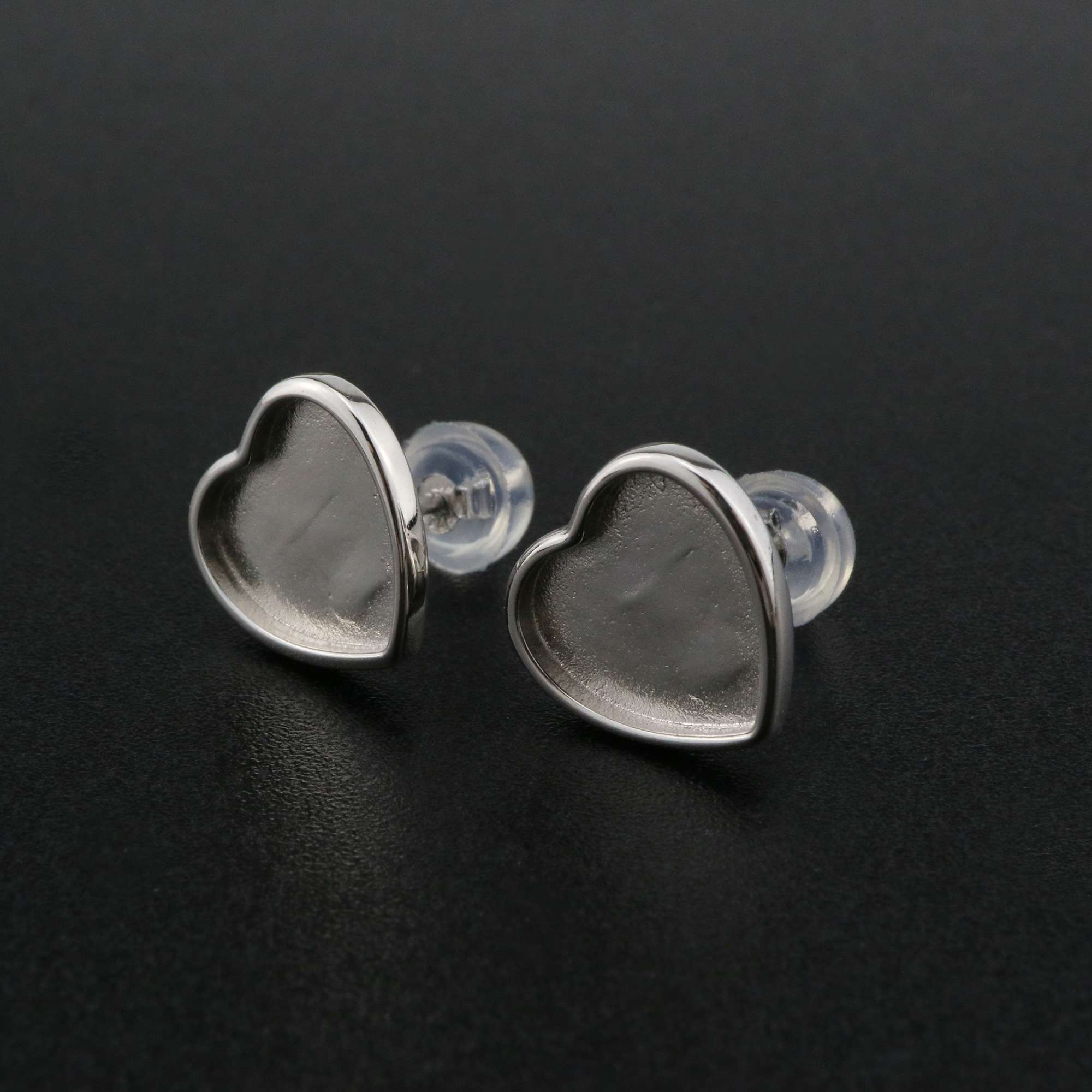 9MM Heart Bezel Settings Studs Earrings for Breastmilk Resin Solid Back 925 Sterling Silver Earrings DIY Supplies 1702224 - Click Image to Close