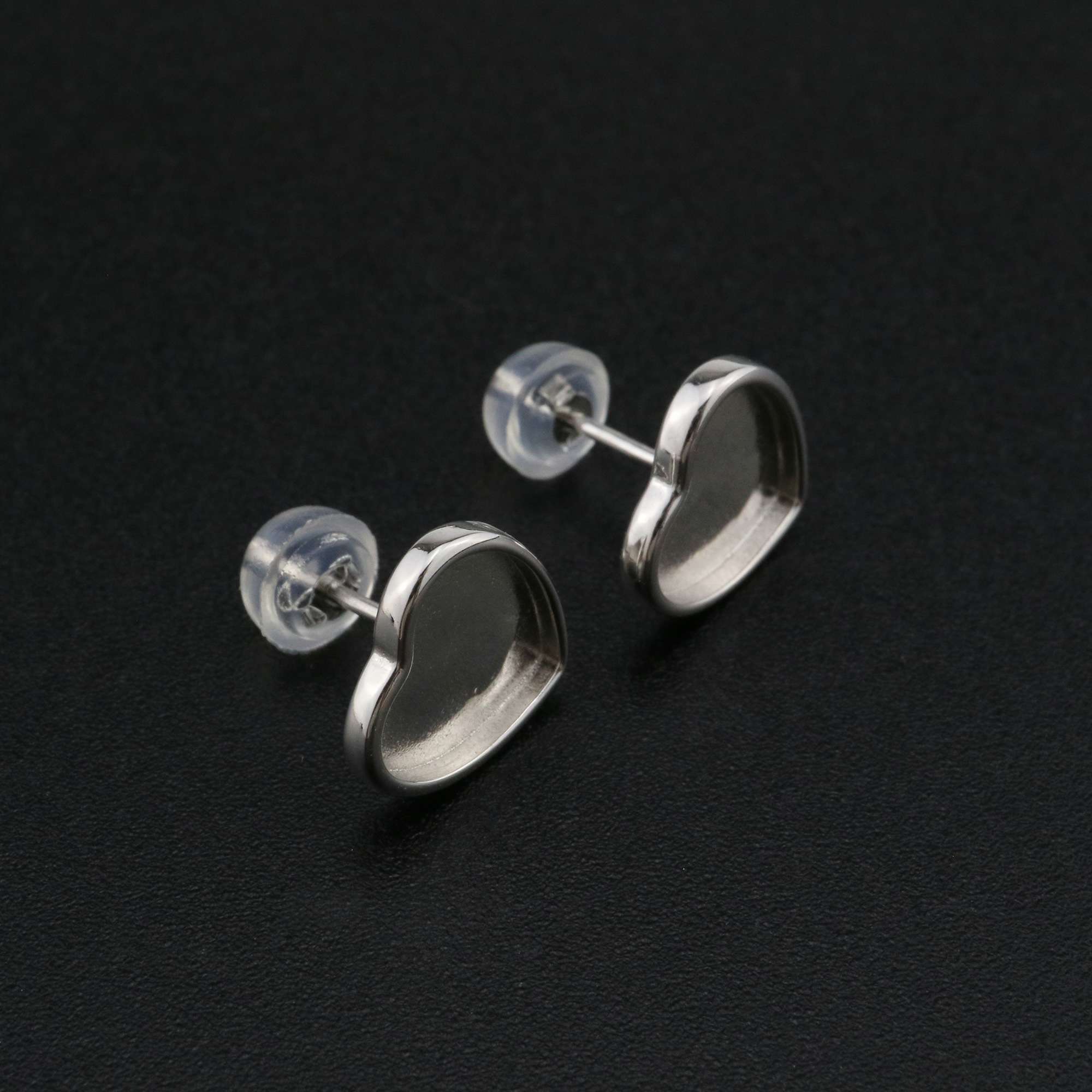 9MM Heart Bezel Settings Studs Earrings for Breastmilk Resin Solid Back 925 Sterling Silver Earrings DIY Supplies 1702224 - Click Image to Close