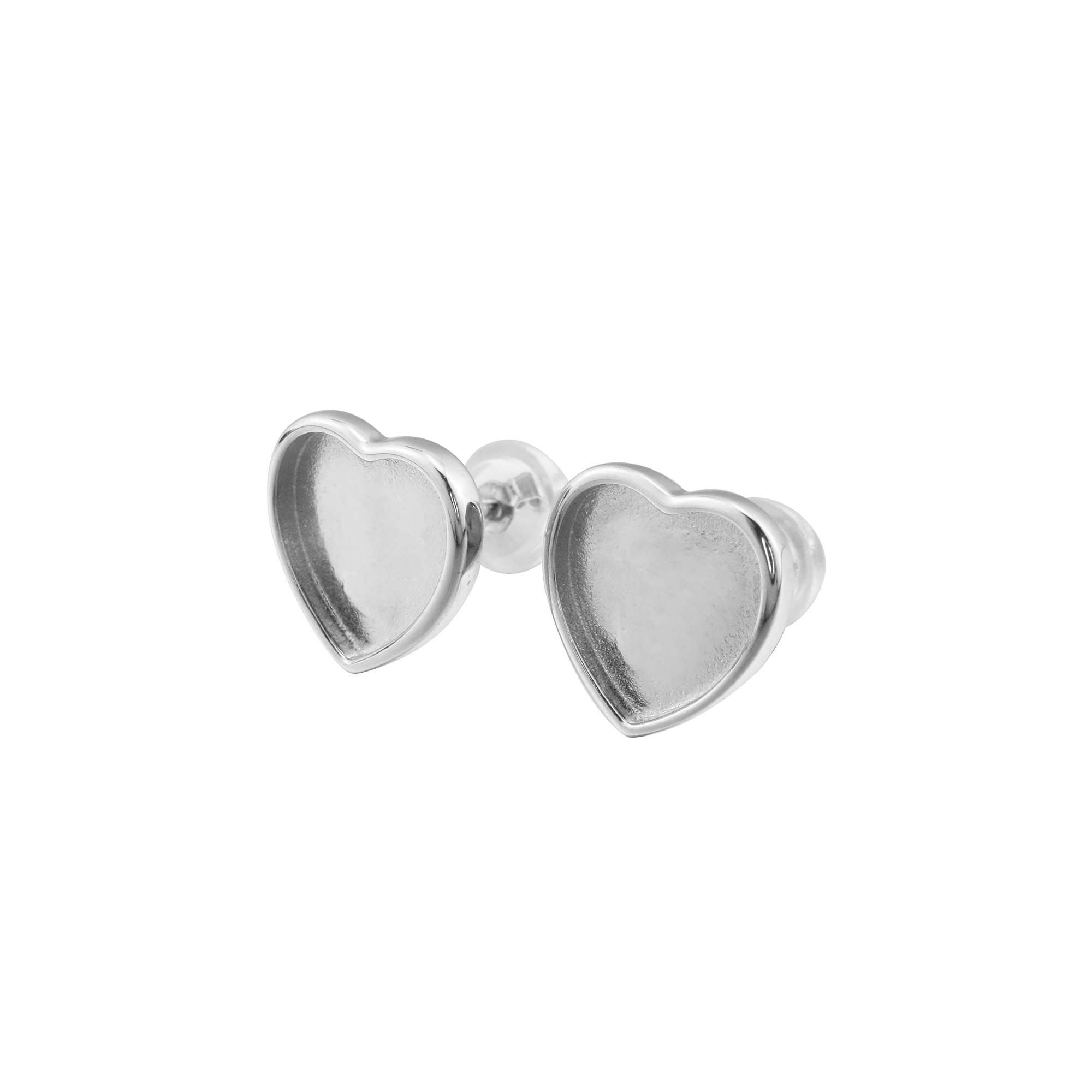 9MM Heart Bezel Settings Studs Earrings for Breastmilk Resin Solid Back 925 Sterling Silver Earrings DIY Supplies 1702224 - Click Image to Close