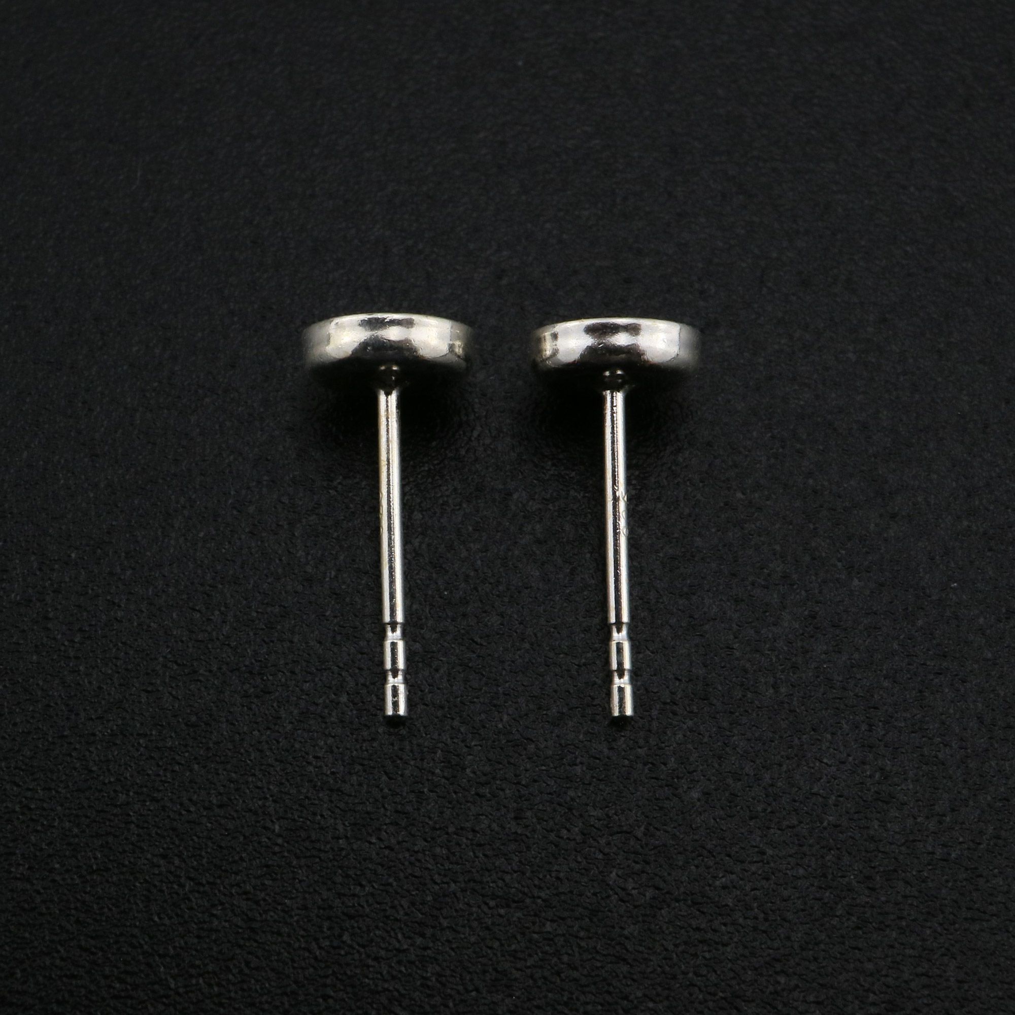 Round Bezel Studs Earrings Settings Solid 925 Sterling Silver for Cabochon Gemstone Resin DIY Supplies 1702228 - Click Image to Close