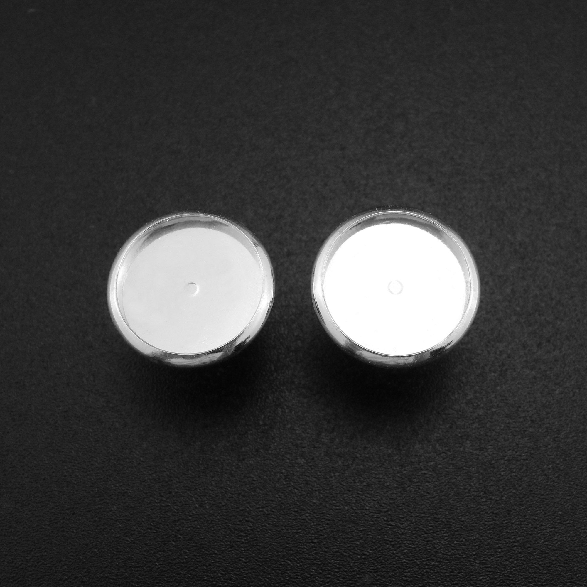 12MM Round Bezel Studs Earrings Settings Solid 925 Sterling Silver for Cabochon Gemstone Resin DIY Supplies 1702230 - Click Image to Close