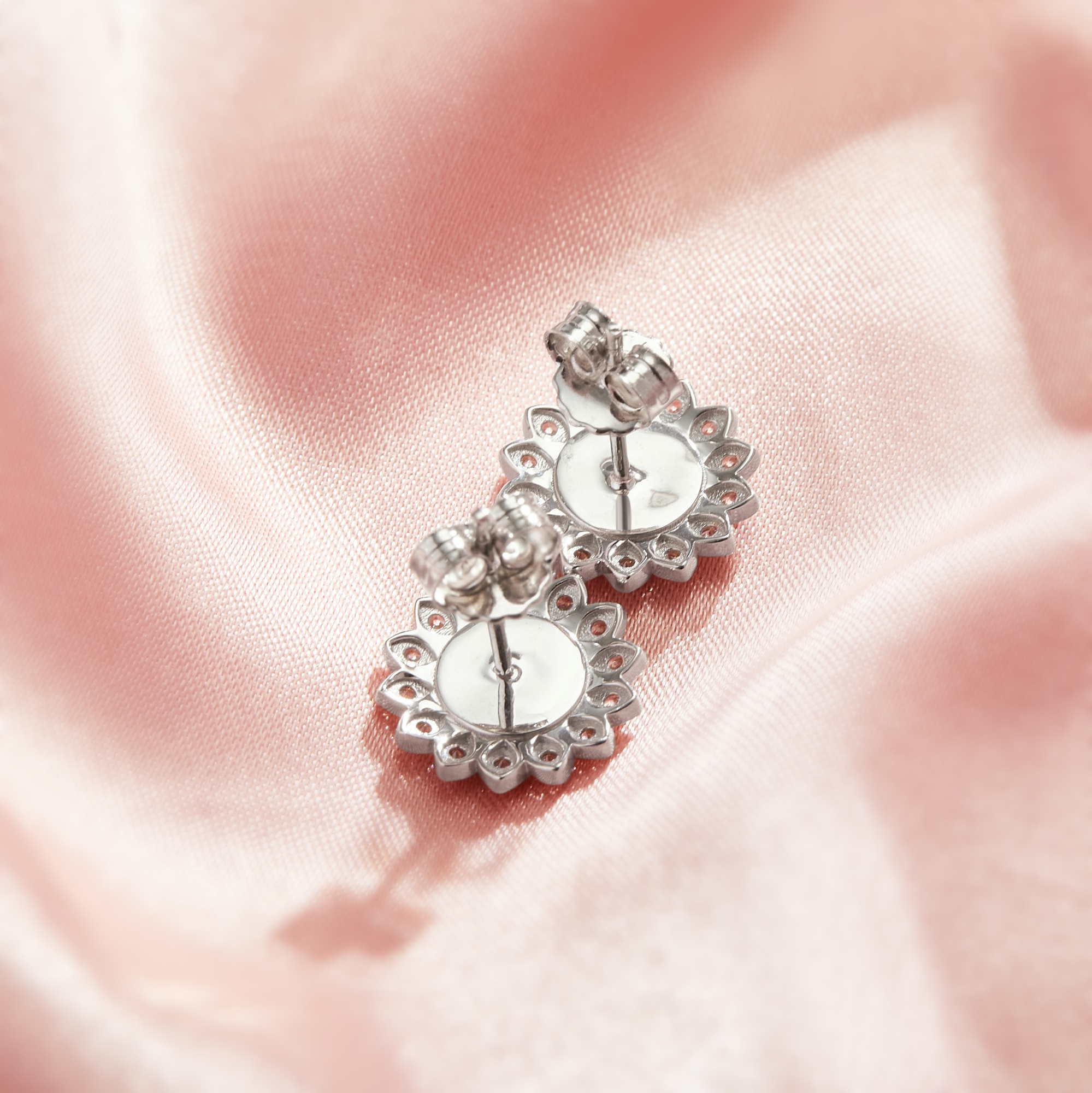 Keepsake Breast Milk Resin 6MM Round Bezel Studs Earrings Settings,Sun Flower Solid Back Solid 925 Sterling Silver Earring,DIY Earrings Supplies 1702248