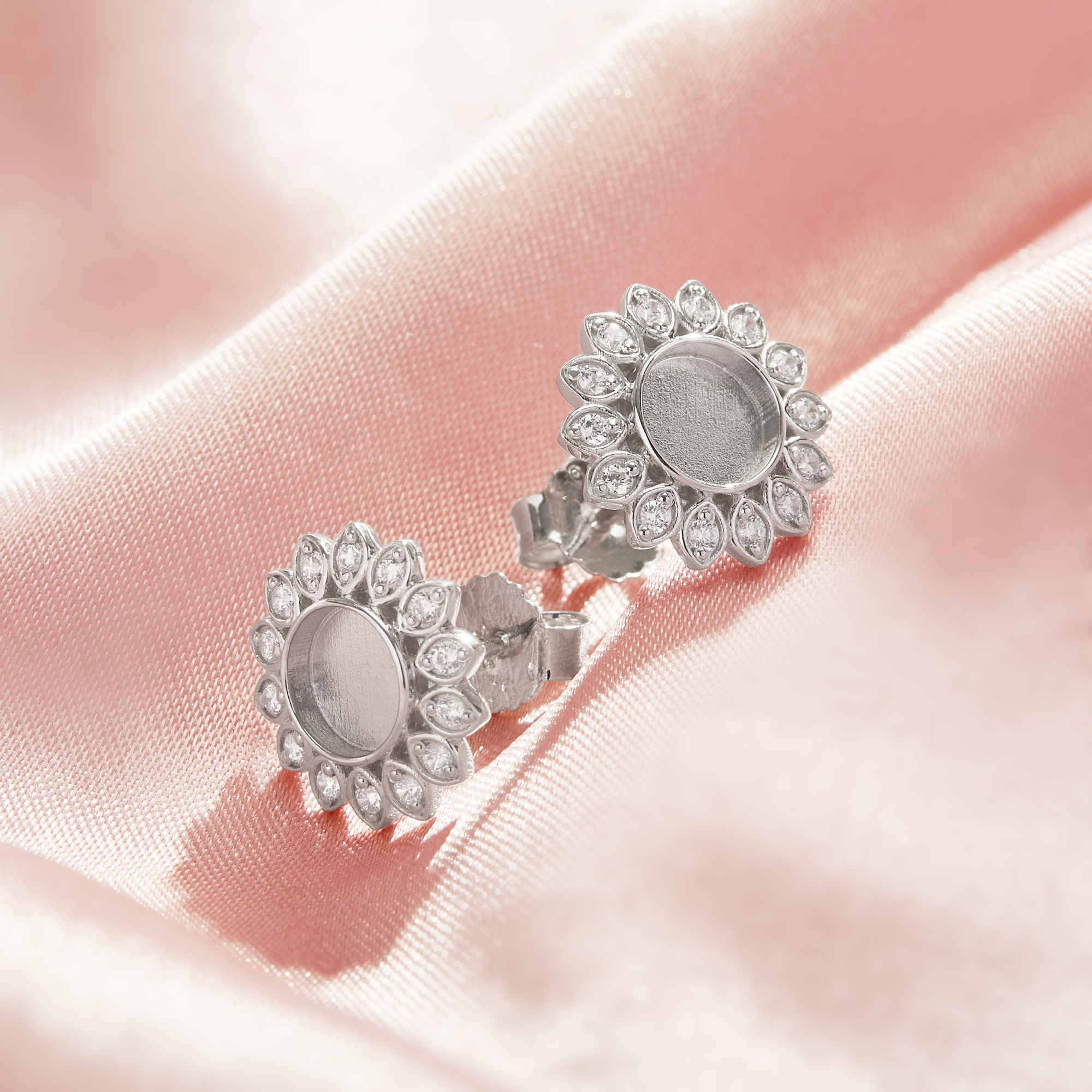 Keepsake Breast Milk Resin 6MM Round Bezel Studs Earrings Settings,Sun Flower Solid Back Solid 14K 18K Gold Earring,DIY Earrings Supplies 1702248 - Click Image to Close