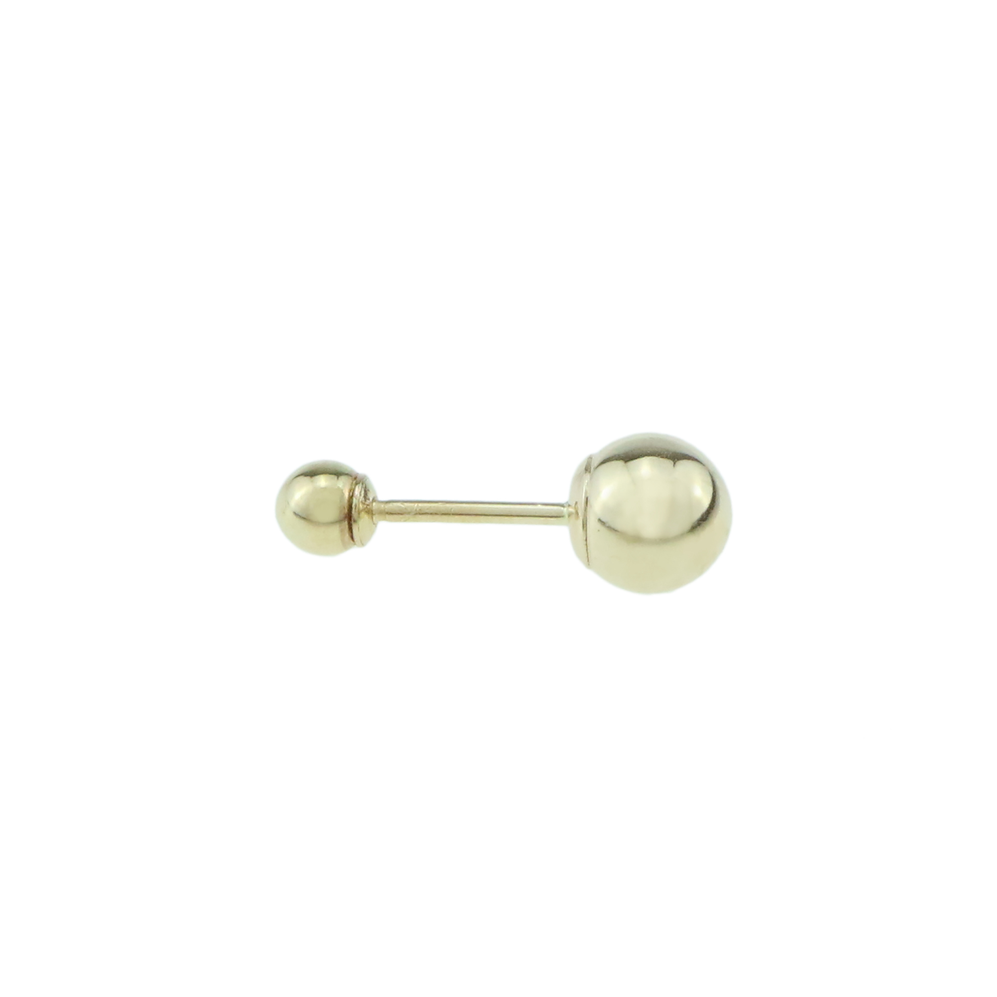 1Pair 3-5MM Solid 14K Gold Simple Round Screwed Lock Ball Studs Earrings 1705068 - Click Image to Close