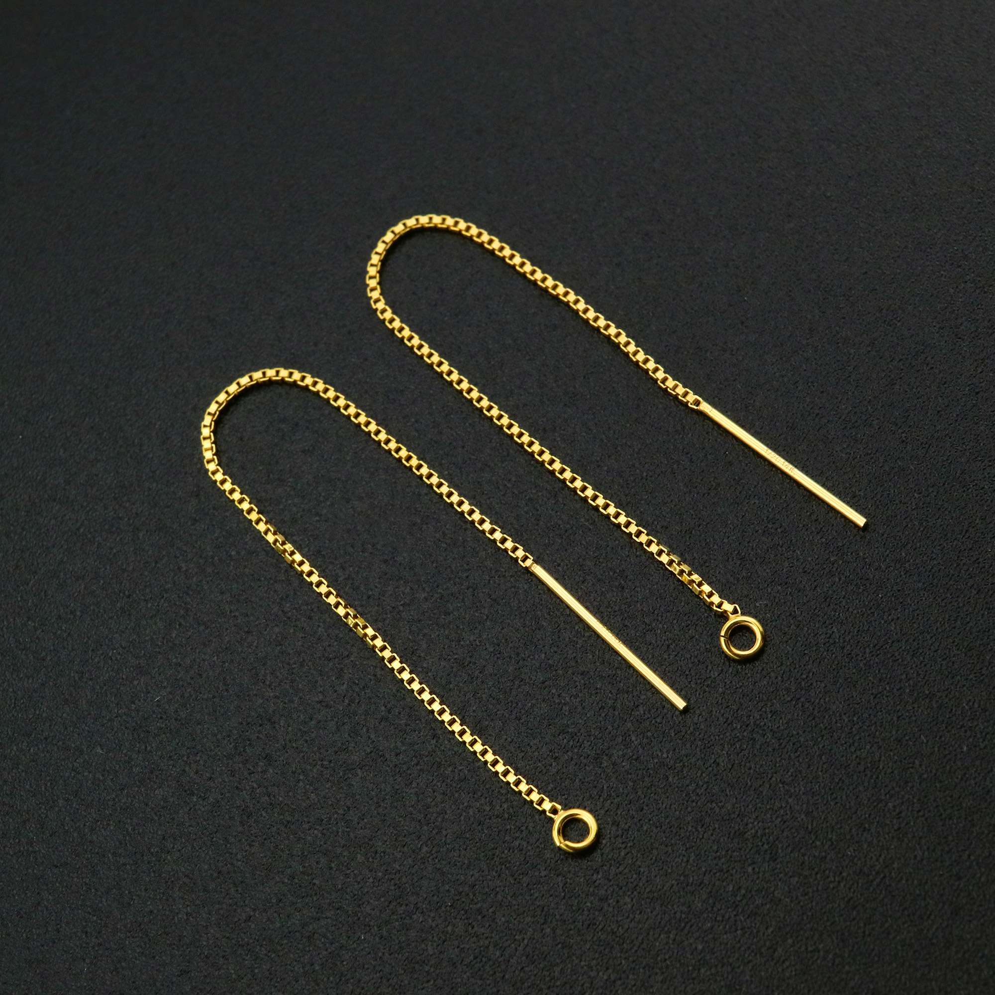 1Pair 14K Gold Filled Box Chain Wire Earrings with Open Loop DIY Supplies Findings for Beads 0.8MM Thick 80MM Long 1705069 - Click Image to Close