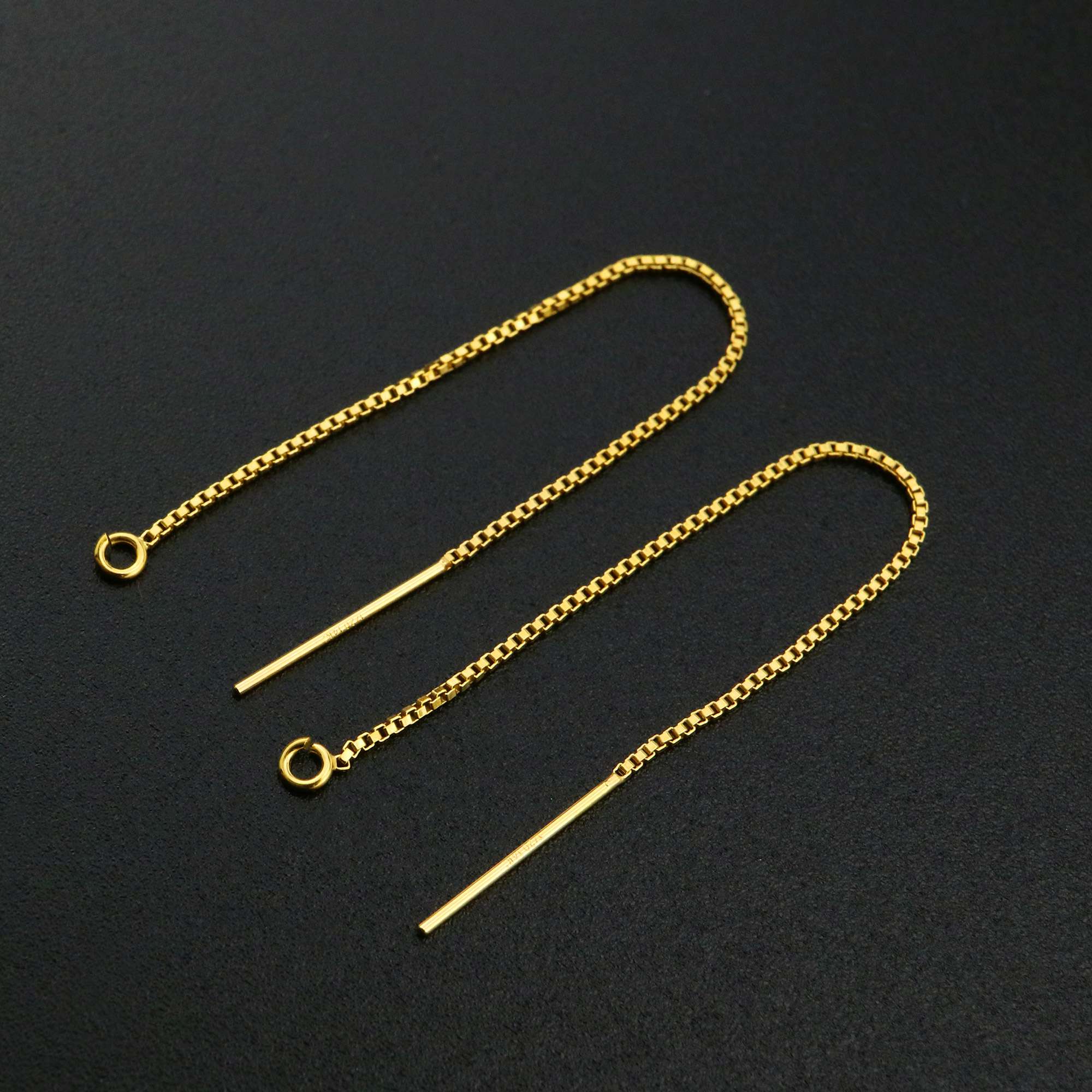 1Pair 14K Gold Filled Box Chain Wire Earrings with Open Loop DIY Supplies Findings for Beads 0.8MM Thick 80MM Long 1705069 - Click Image to Close