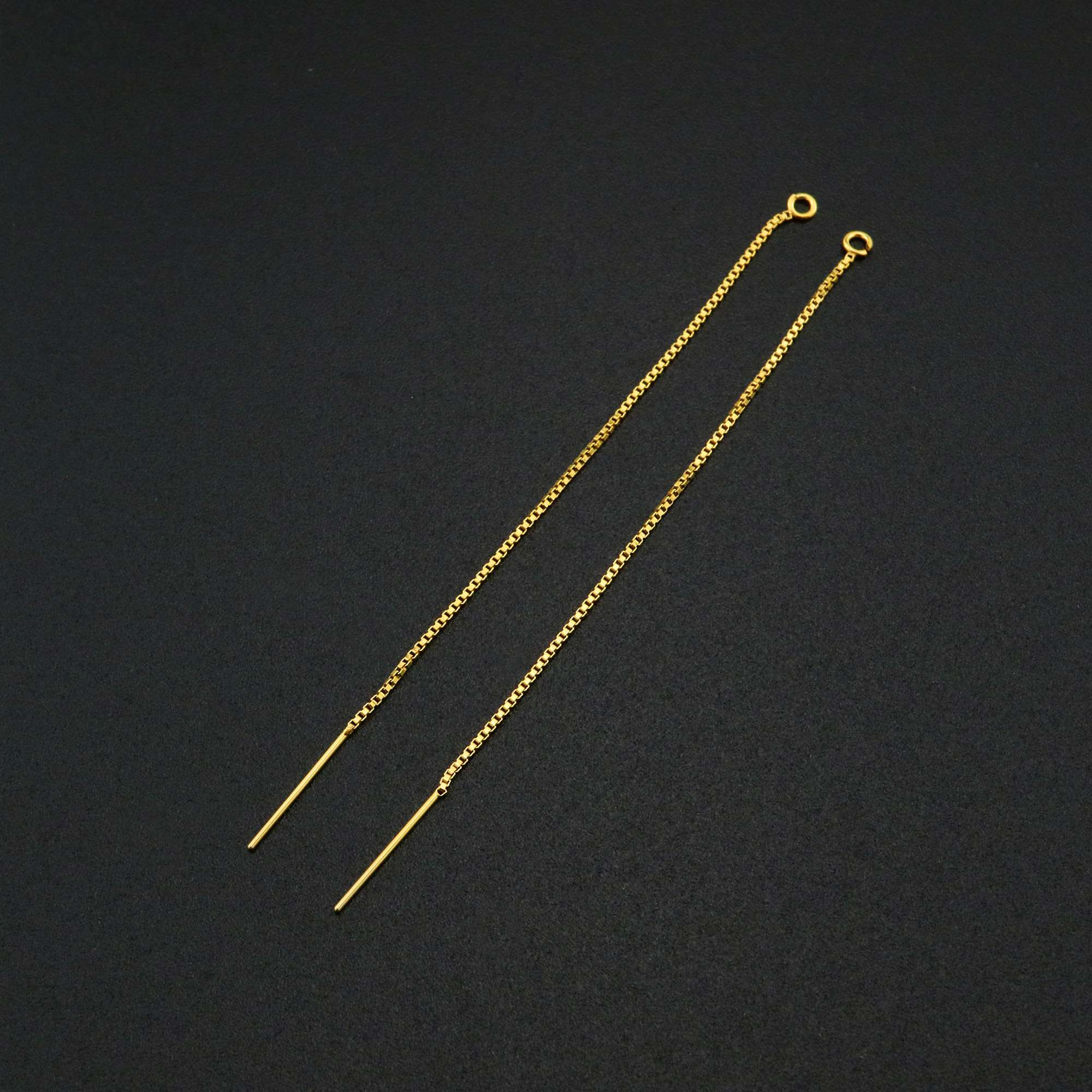 1Pair 14K Gold Filled Box Chain Wire Earrings with Open Loop DIY Supplies Findings for Beads 0.8MM Thick 80MM Long 1705069 - Click Image to Close