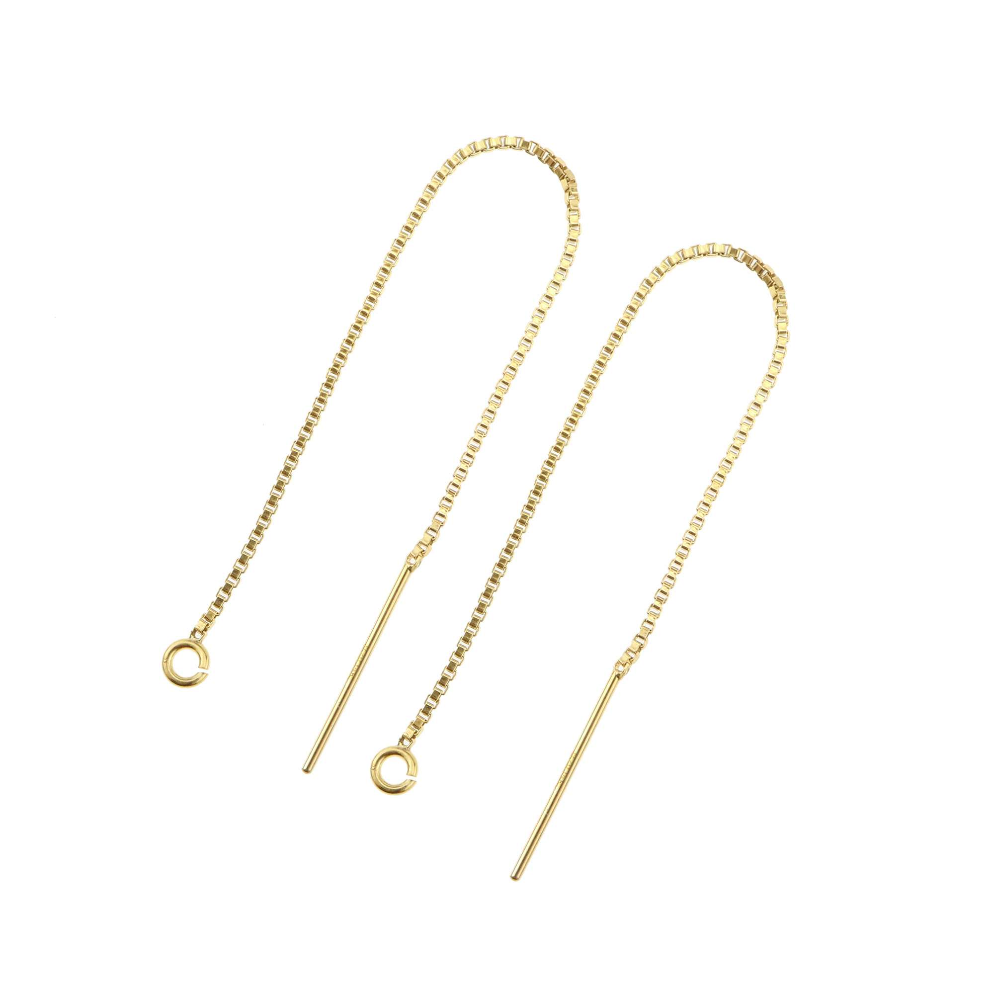 1Pair 14K Gold Filled Box Chain Wire Earrings with Open Loop DIY Supplies Findings for Beads 0.8MM Thick 80MM Long 1705069 - Click Image to Close