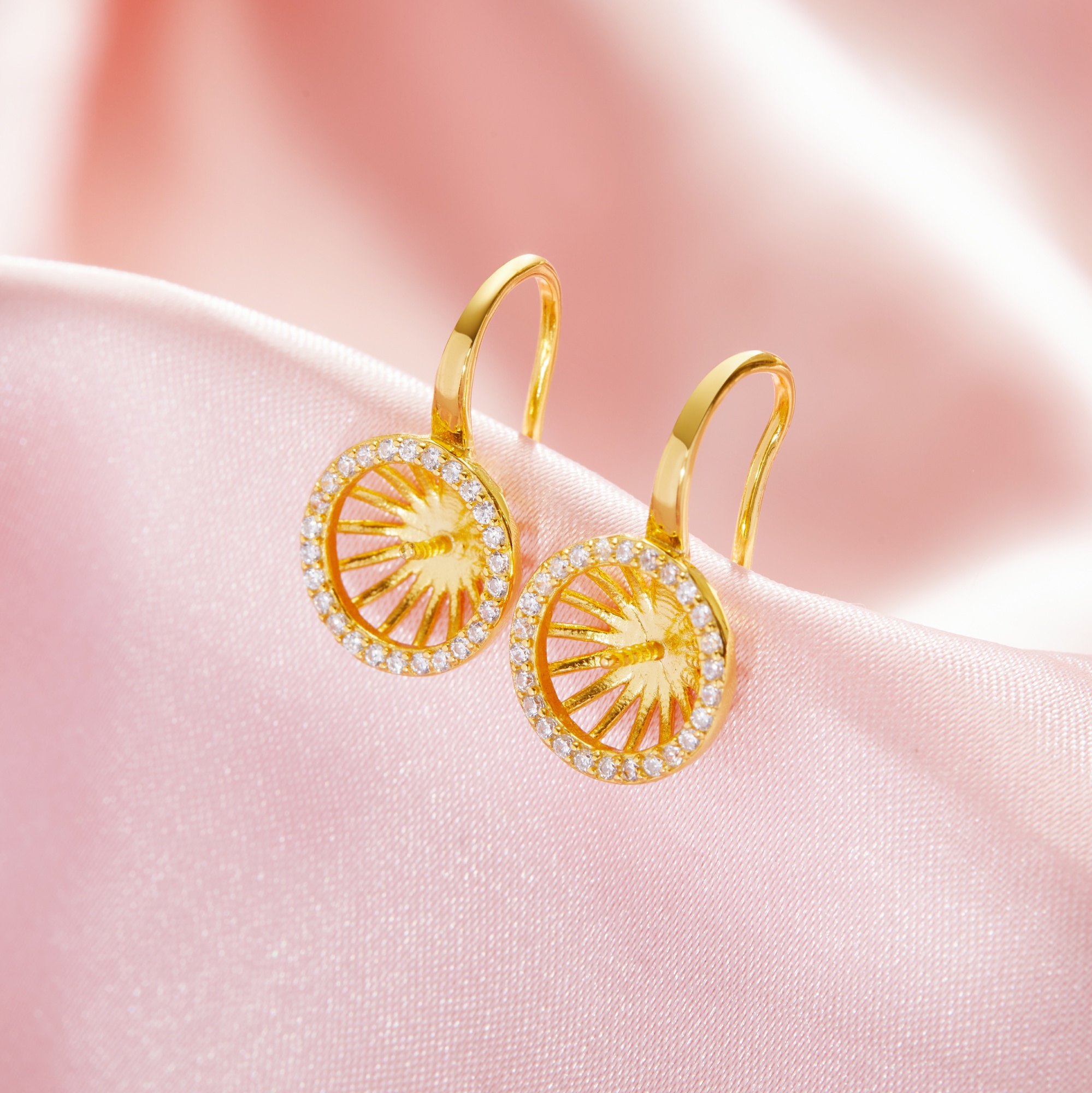 Keepsake Breast Milk Resin Ball Round Pin Hoop Earrings Settings For Half Drilled Pearl Bead,Solid 14K 18K Gold Earrings,DIY Earring Supplies 1705079 - Click Image to Close