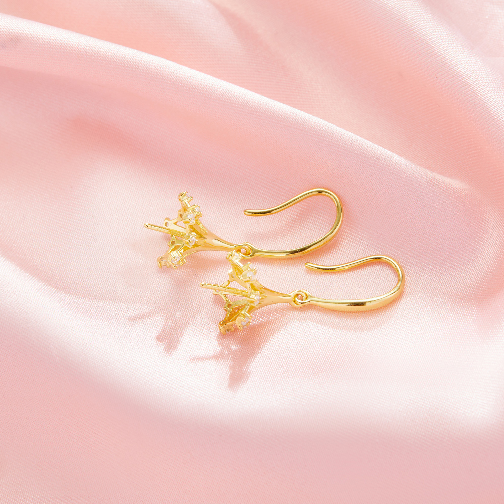Keepsake Breast Milk Resin Ball Flower Pin Solid 14K 18K Gold Hoops Earrings Settings for Half Drilled Pearl Bead,DIY Earring Supplies 1705080 - Click Image to Close