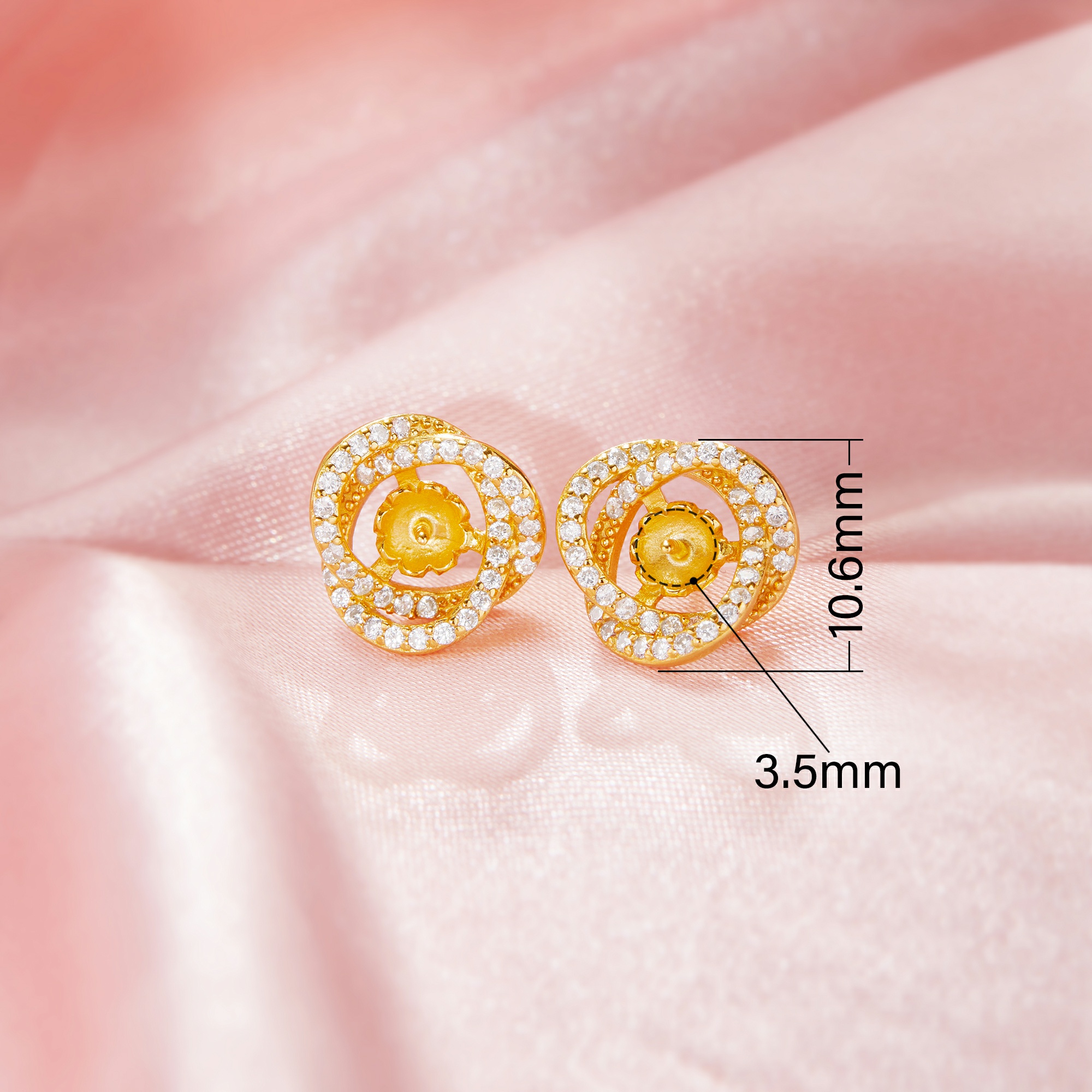 Keepsake Breast Milk Resin Ball Round Pin Solid 14K 18K Gold Studs Earrings Settings For Half Drilled Pearl Bead,DIY Earring Supplies 1705081 - Click Image to Close