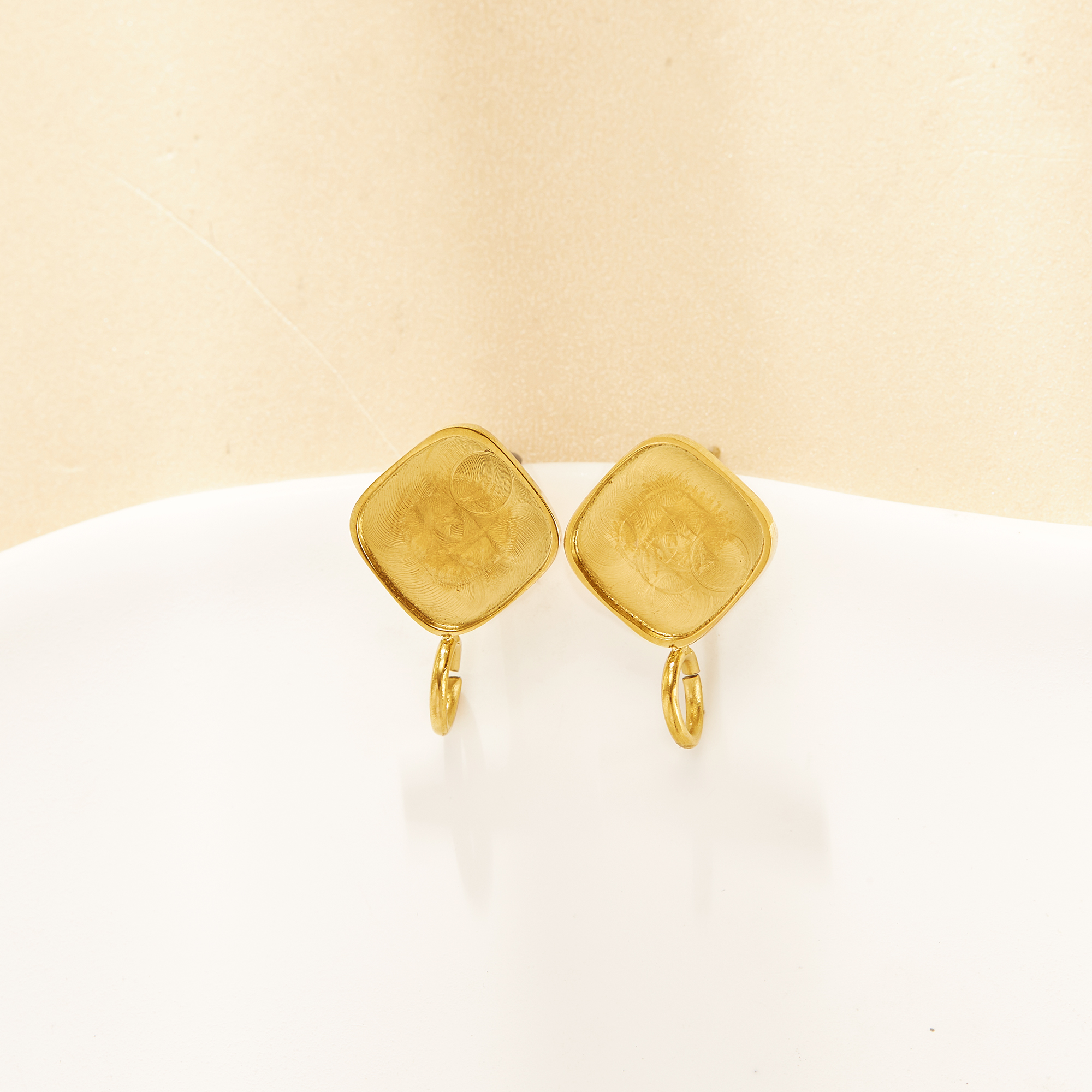 1Pair 11MM Keepsake Resin Cushion Square Studs Earrings Settings With Loop,Stainless Steel Gold Plated Earrings,DIY Earring Supplies 1705082