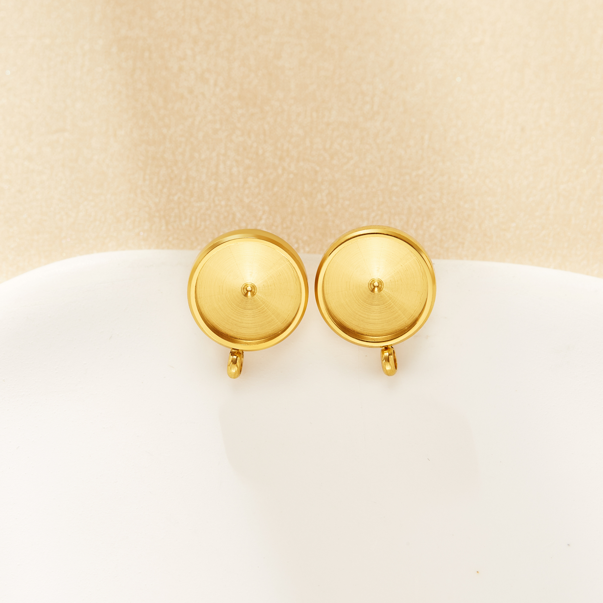 1Pair 8MM Keepsake Breast Milk Resin Round Studs Earrings Settings,Stainless Steel Gold Plated Earrings,DIY Earring Supplies 1705083