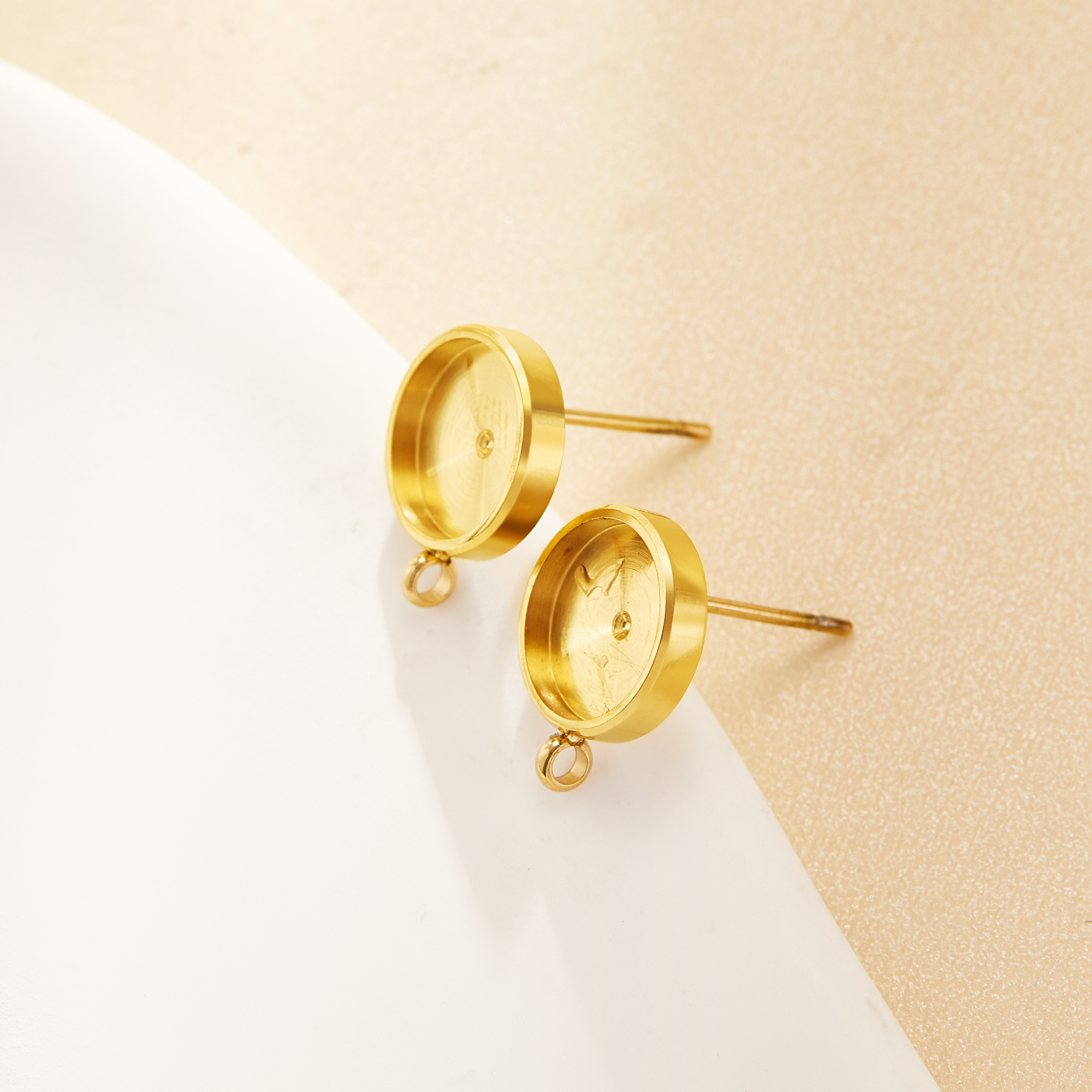 1Pair 8MM Keepsake Breast Milk Resin Round Studs Earrings Settings,Stainless Steel Gold Plated Earrings,DIY Earring Supplies 1705083