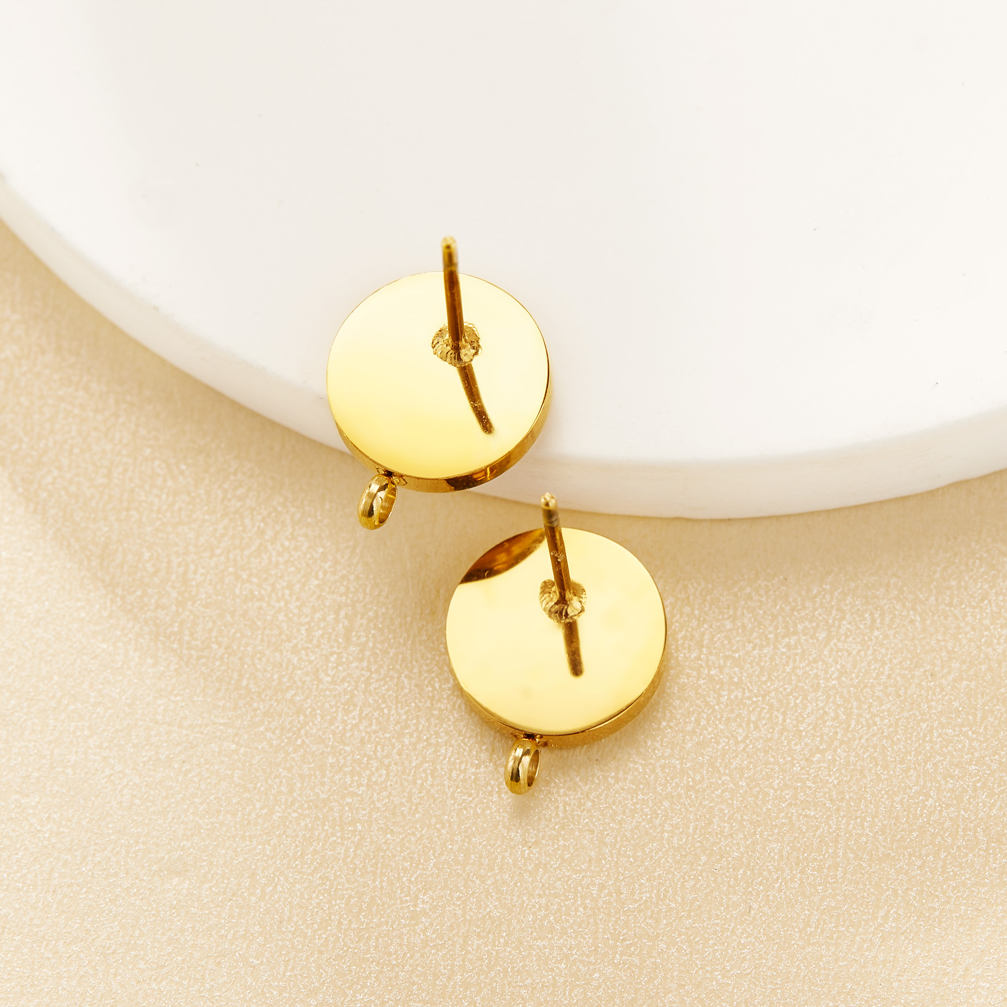 1Pair 8MM Keepsake Breast Milk Resin Round Studs Earrings Settings,Stainless Steel Gold Plated Earrings,DIY Earring Supplies 1705083