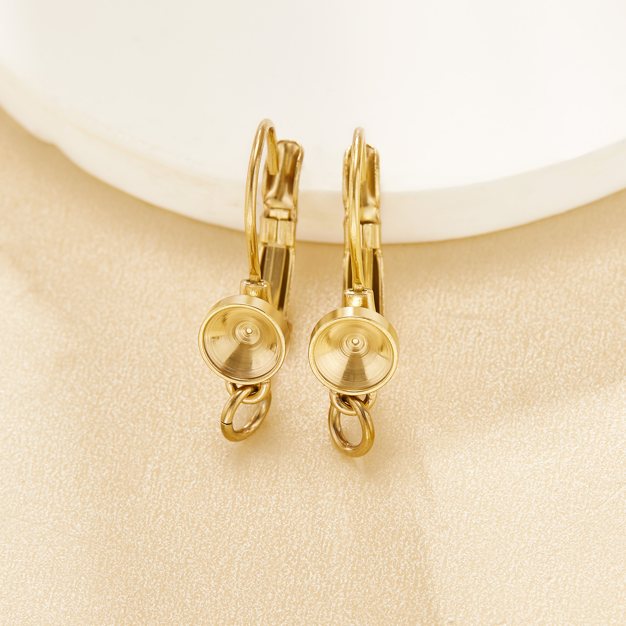 1Pair 5.5MM Keepsake Breast Milk Resin Round Hook Earrings Settings,Stainless Steel Gold Plated Earrings,DIY Earring Supplies 1705084