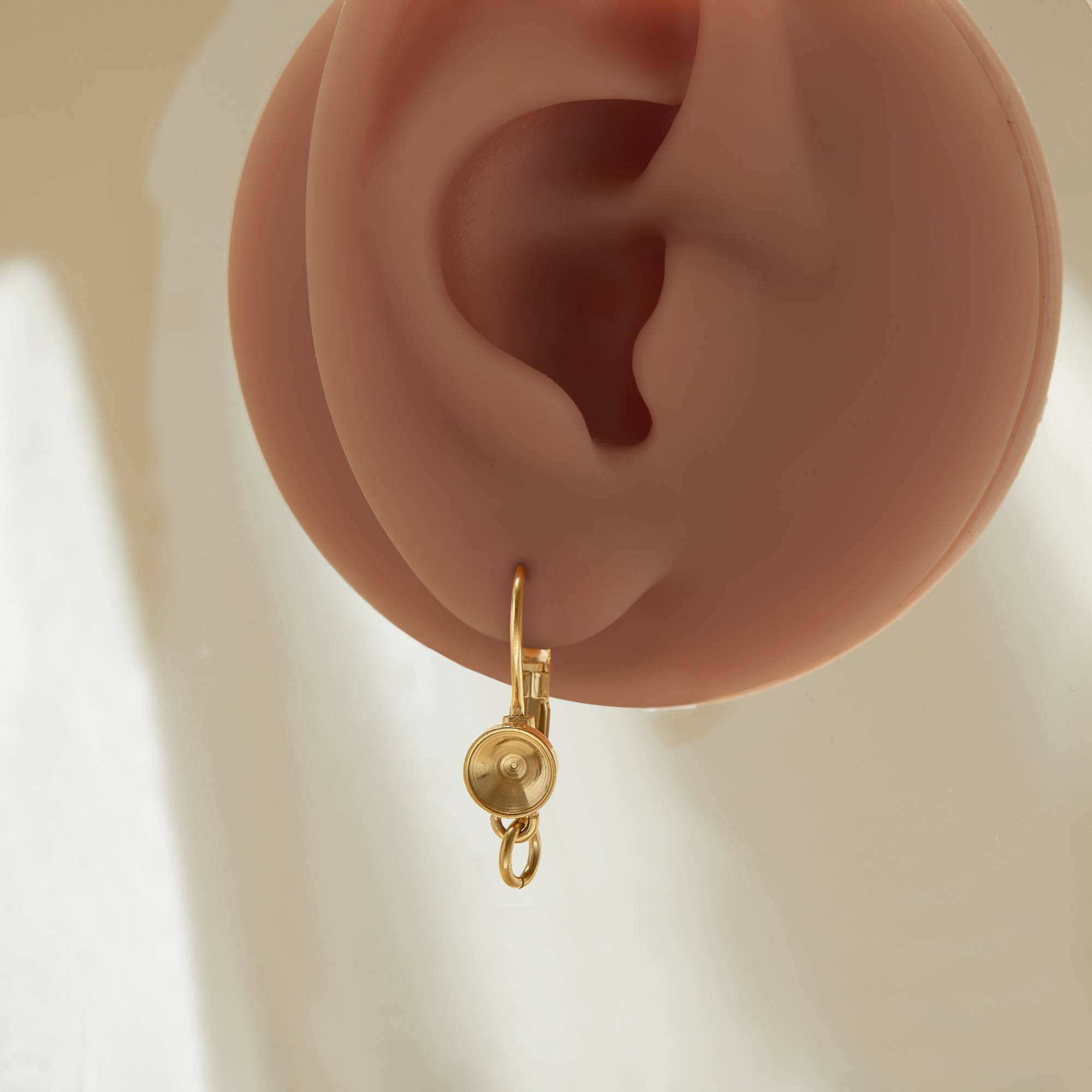 1Pair 5.5MM Keepsake Breast Milk Resin Round Hook Earrings Settings,Stainless Steel Gold Plated Earrings,DIY Earring Supplies 1705084