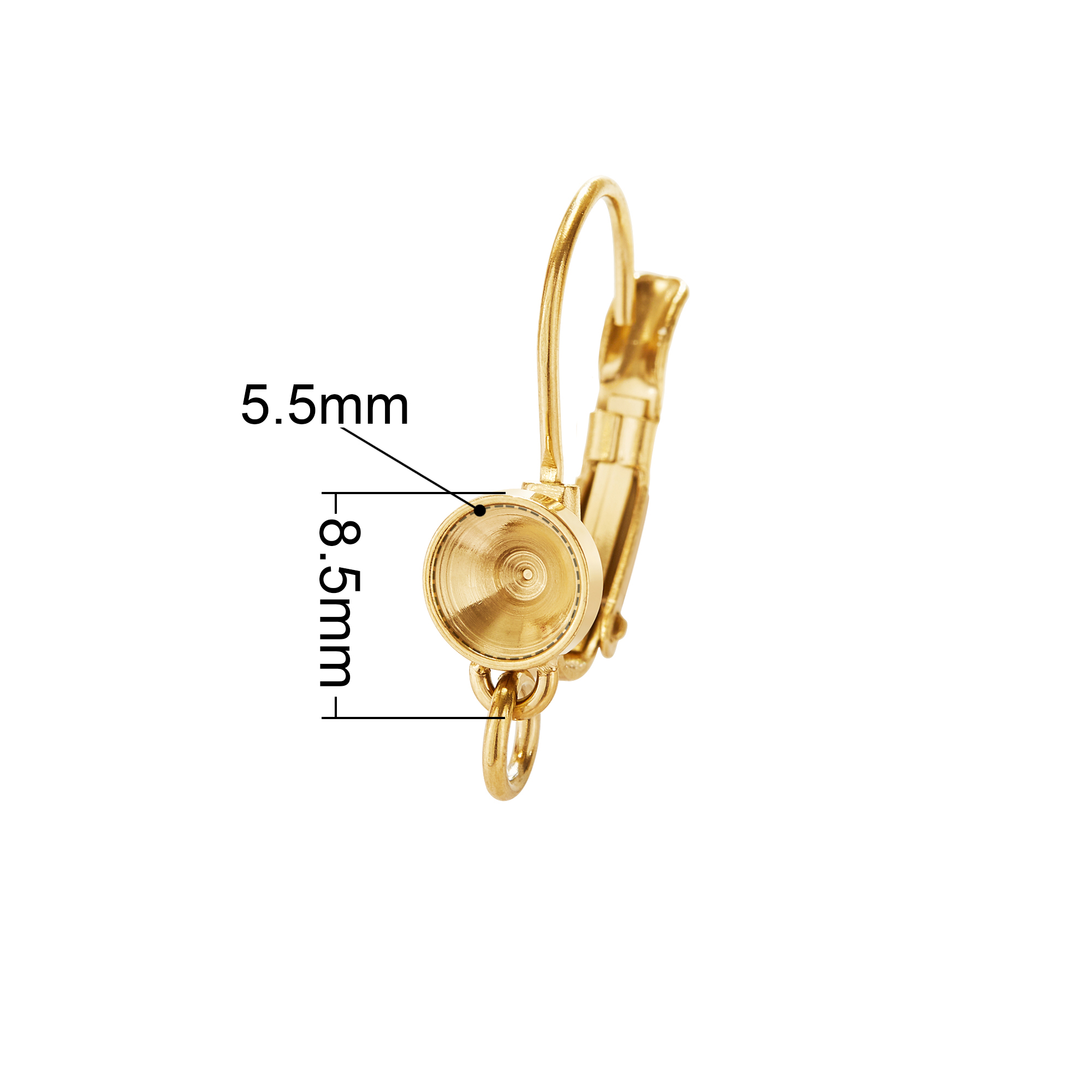 1Pair 5.5MM Keepsake Breast Milk Resin Round Hook Earrings Settings,Stainless Steel Gold Plated Earrings,DIY Earring Supplies 1705084