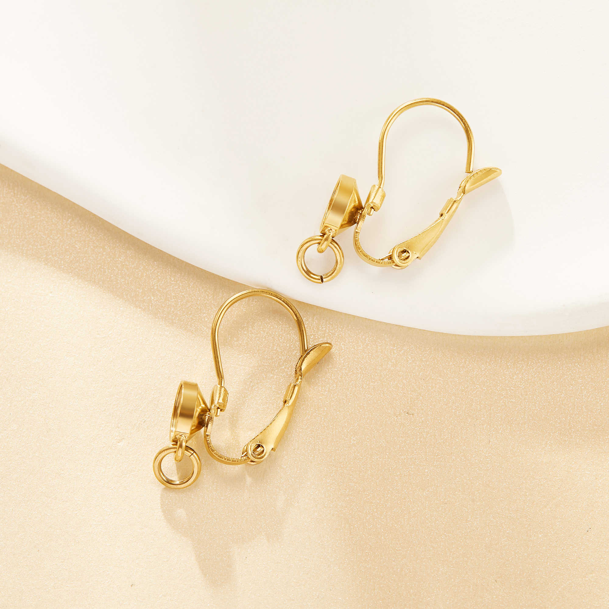 1Pair 5.5MM Keepsake Breast Milk Resin Round Hook Earrings Settings,Stainless Steel Gold Plated Earrings,DIY Earring Supplies 1705084