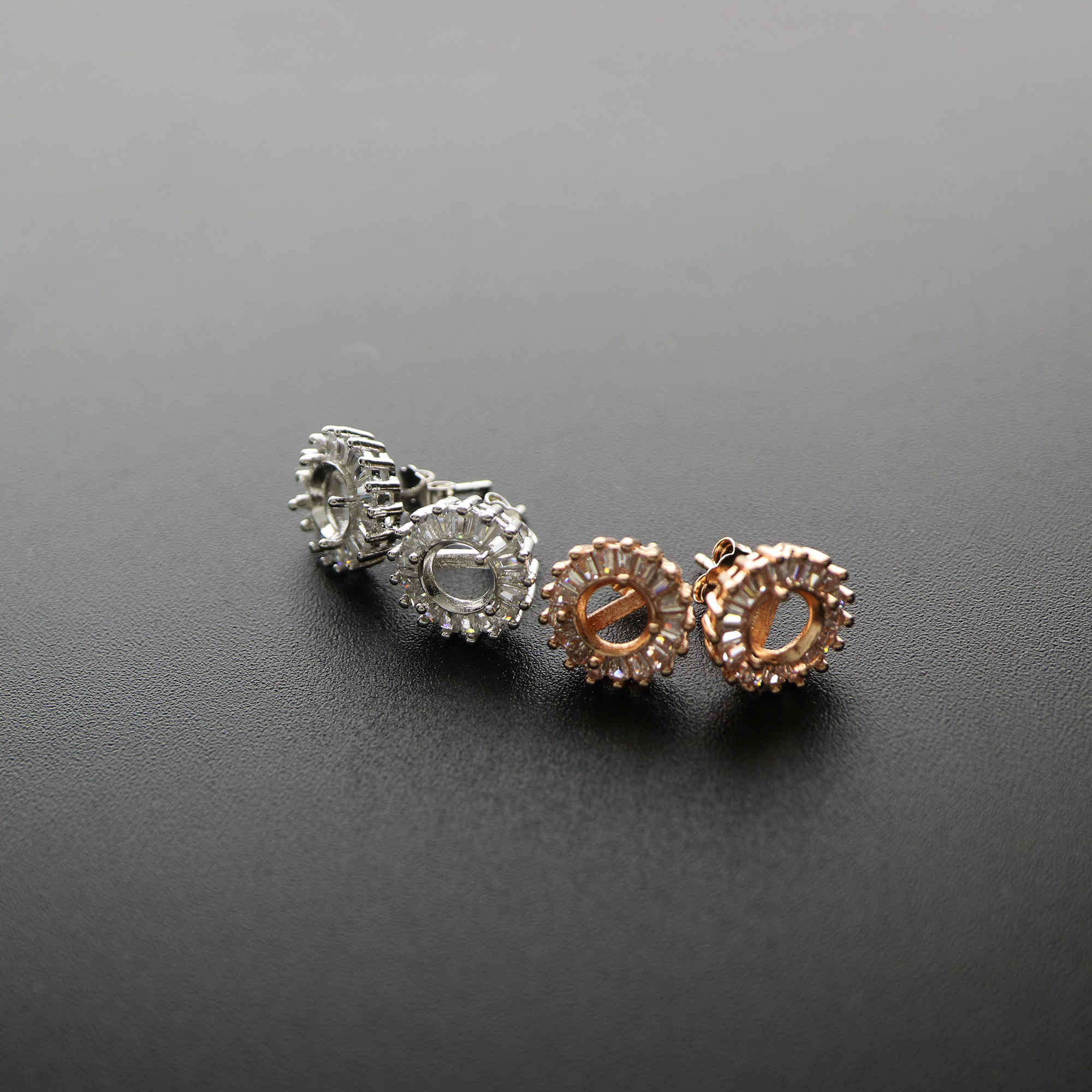 1Pair 4-8MM Round Rose Gold Solid 925 Sterling Silver DIY Prong Studs Earrings Settings Bezel 1706028 - Click Image to Close
