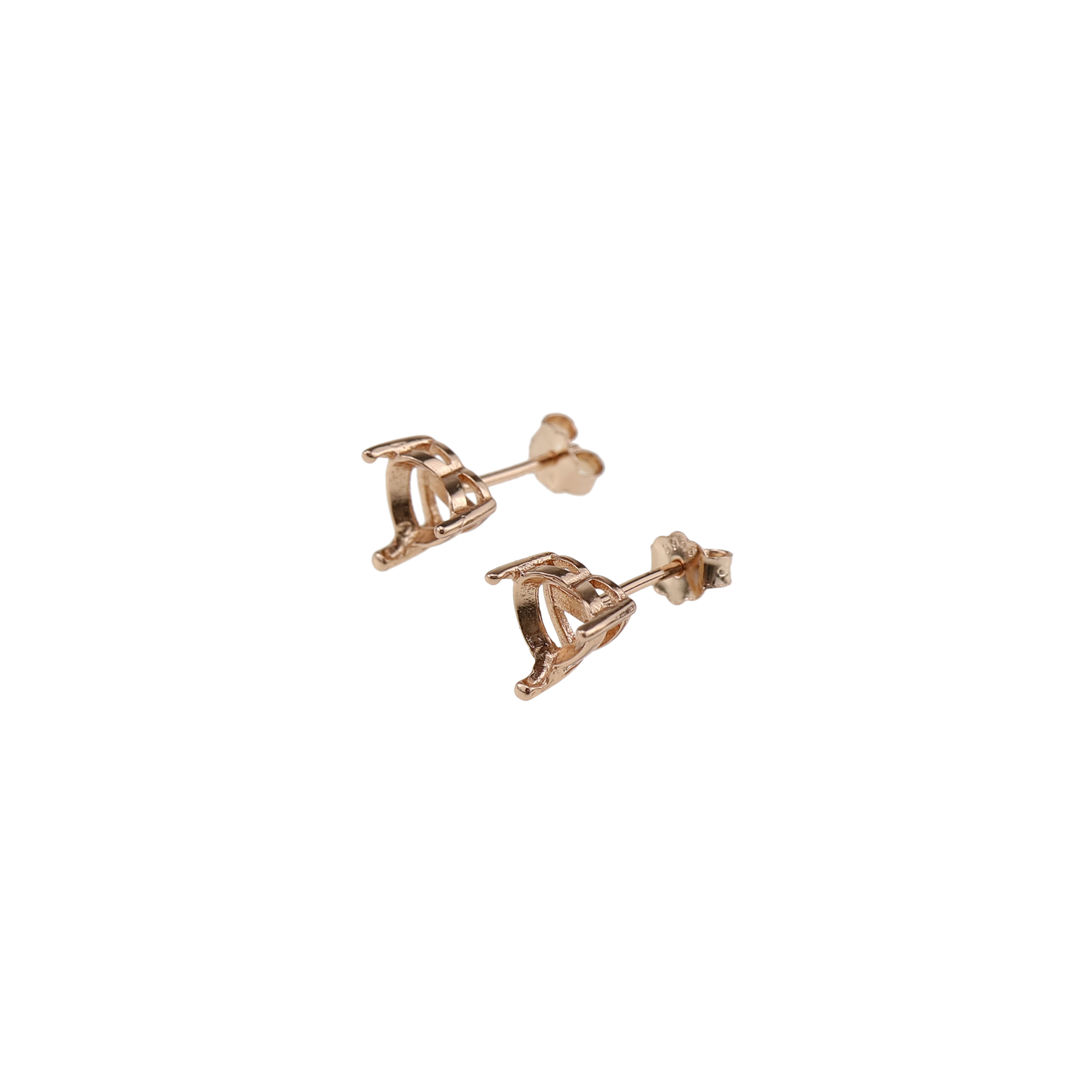 1Pair 5-10MM Rose Gold Plated Solid 925 Sterling Silver Simple Heart Prong Bezel DIY Studs Earrings Settings Jewelry Supplies 1706045 - Click Image to Close