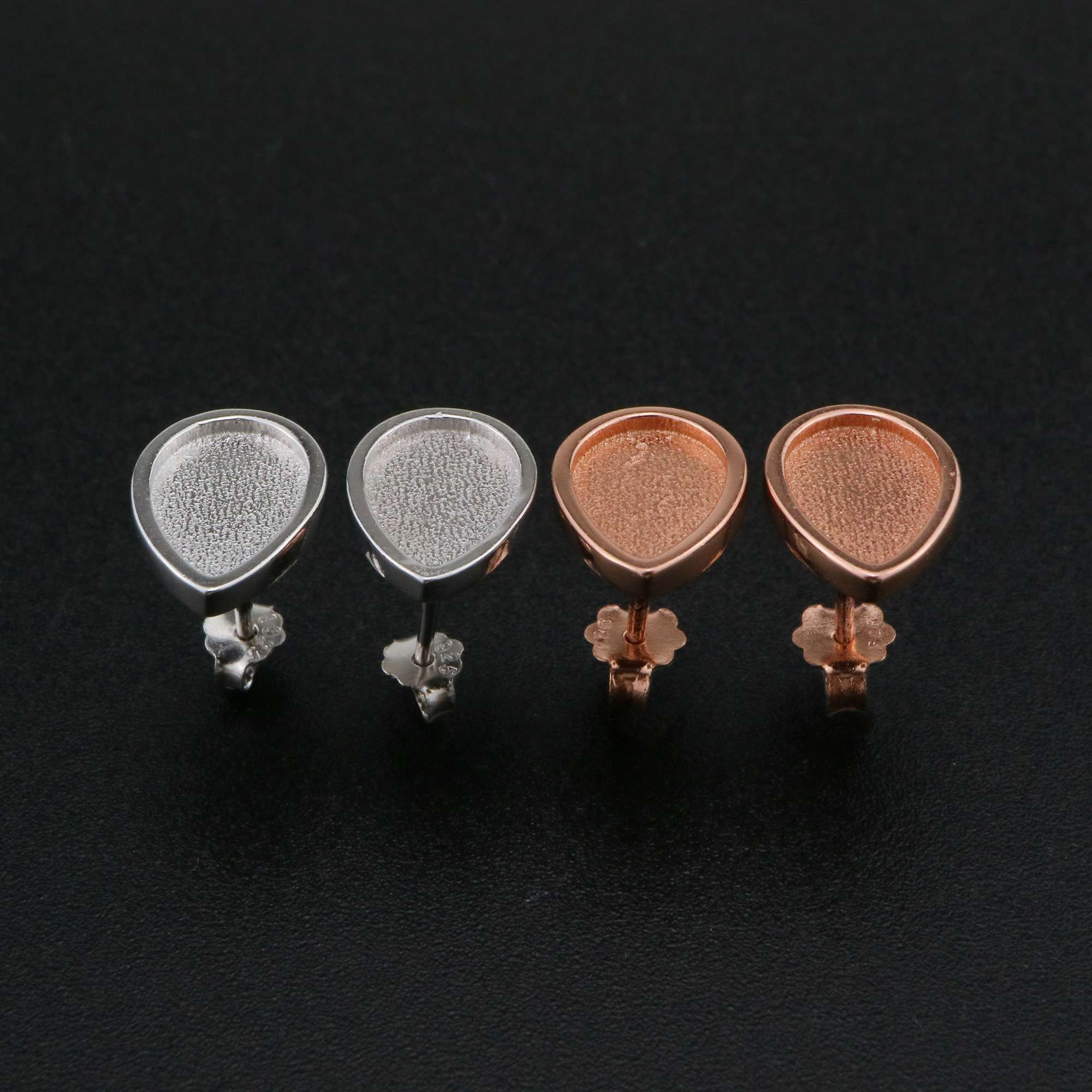 7x10MM Bezel Studs Earrings Settings for Breast Milk Resin Rose Gold Plated Solid 925 Sterling Silver DIY Supplies 1706070 - Click Image to Close