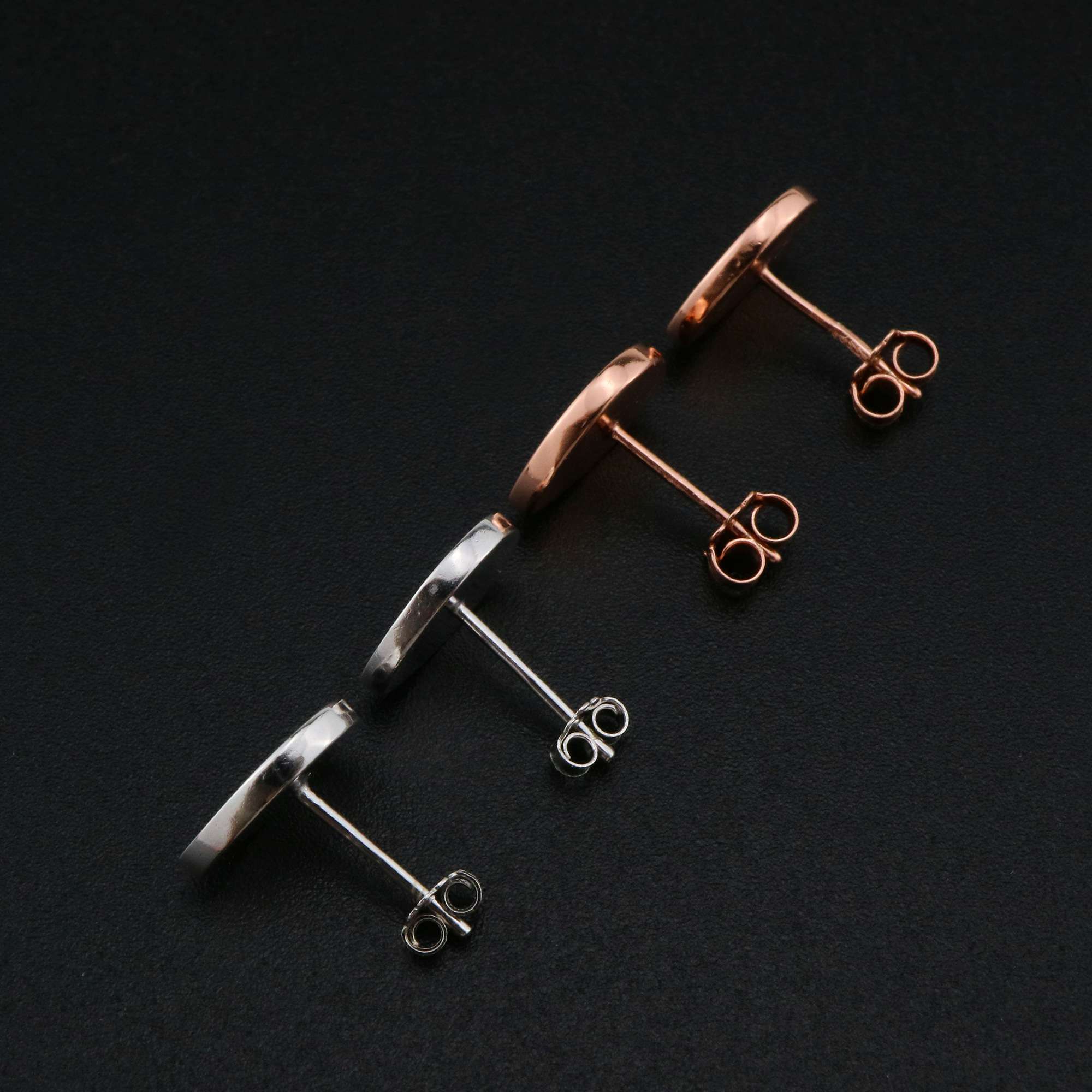 7x10MM Bezel Studs Earrings Settings for Breast Milk Resin Rose Gold Plated Solid 925 Sterling Silver DIY Supplies 1706070 - Click Image to Close