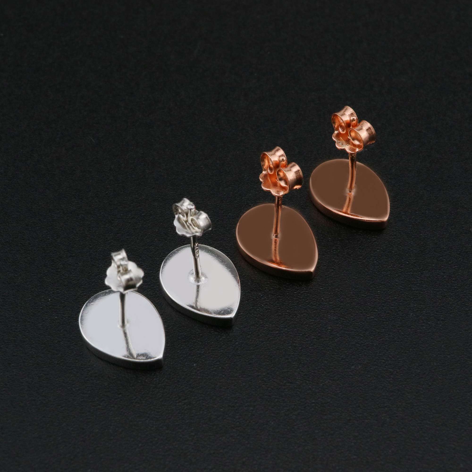 7x10MM Bezel Studs Earrings Settings for Breast Milk Resin Rose Gold Plated Solid 925 Sterling Silver DIY Supplies 1706070 - Click Image to Close