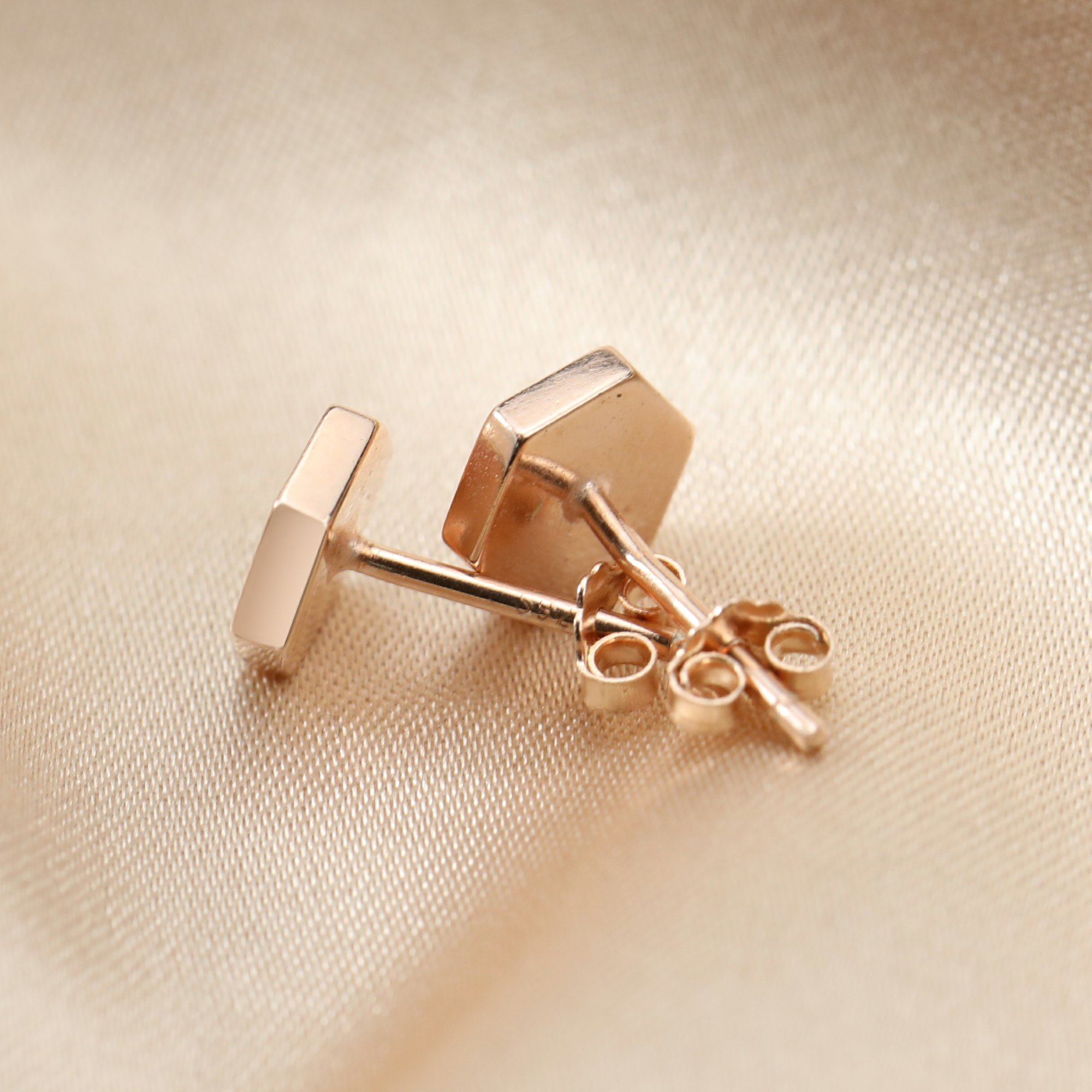 Keepsake Breast Milk Resin 6.5MM Hexagon Earrings Blank Settings Rose Gold Plated Solid 925 Sterling Silver Studs Earrings Supplies 1706081 - Click Image to Close