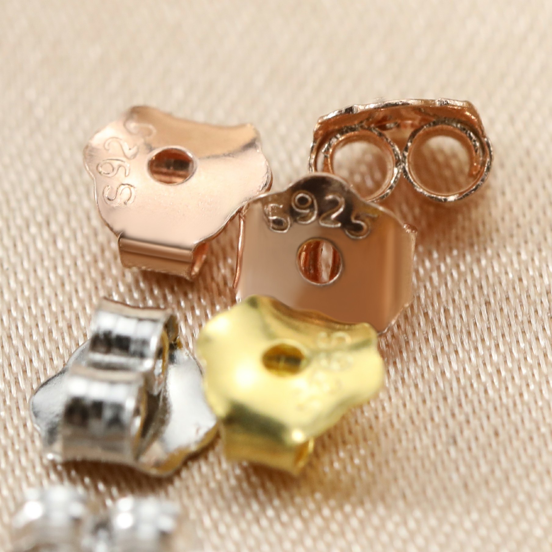 4MM Studs Earrings Back Rose Gold Plated Solid 925 Sterling Silver DIY Earrings Supplies 1706084 - Click Image to Close