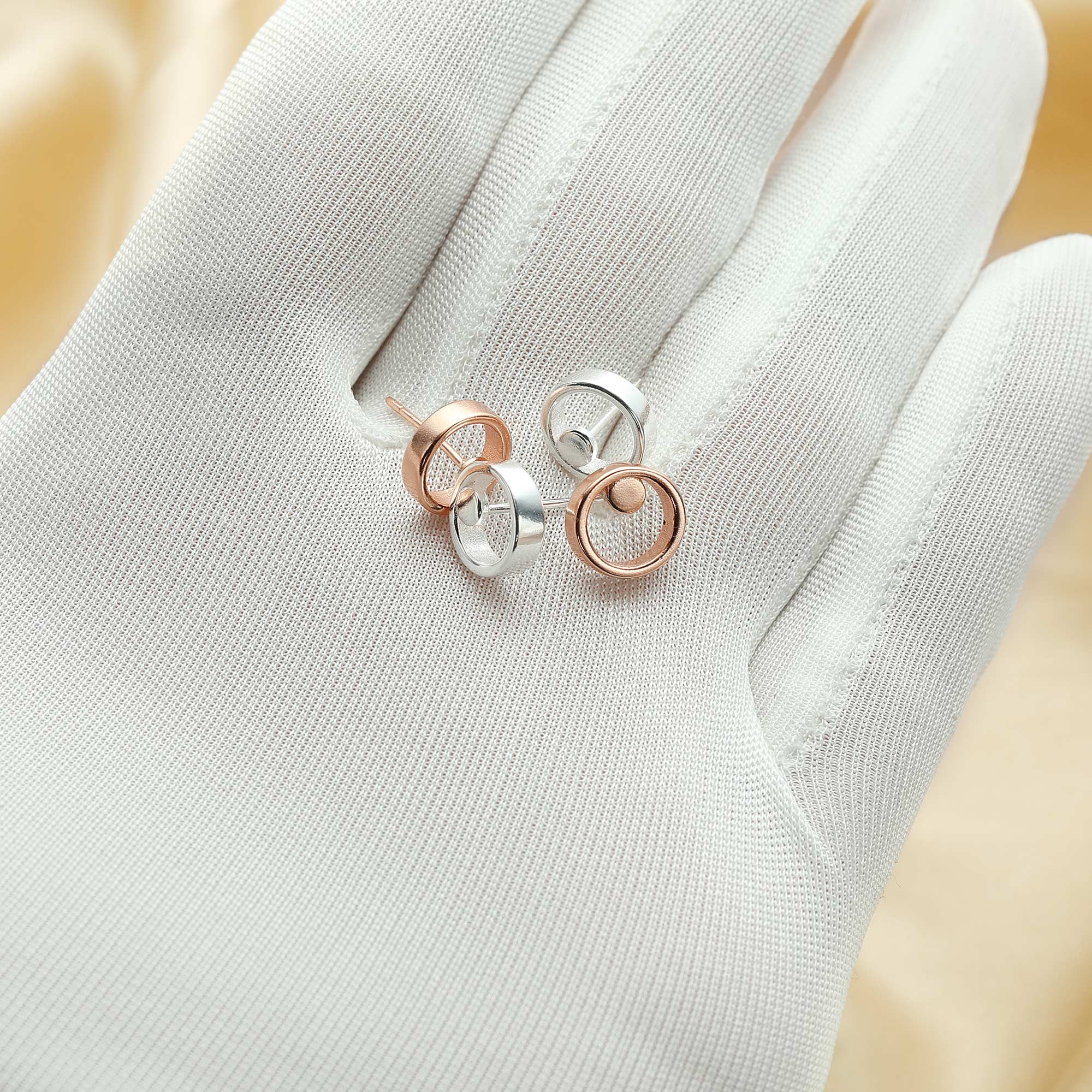 8MM Round Simple Studs Earrings,Full Moon Circle Solid 925 Sterling Silver Rose Gold Plated Earrings 1706101 - Click Image to Close