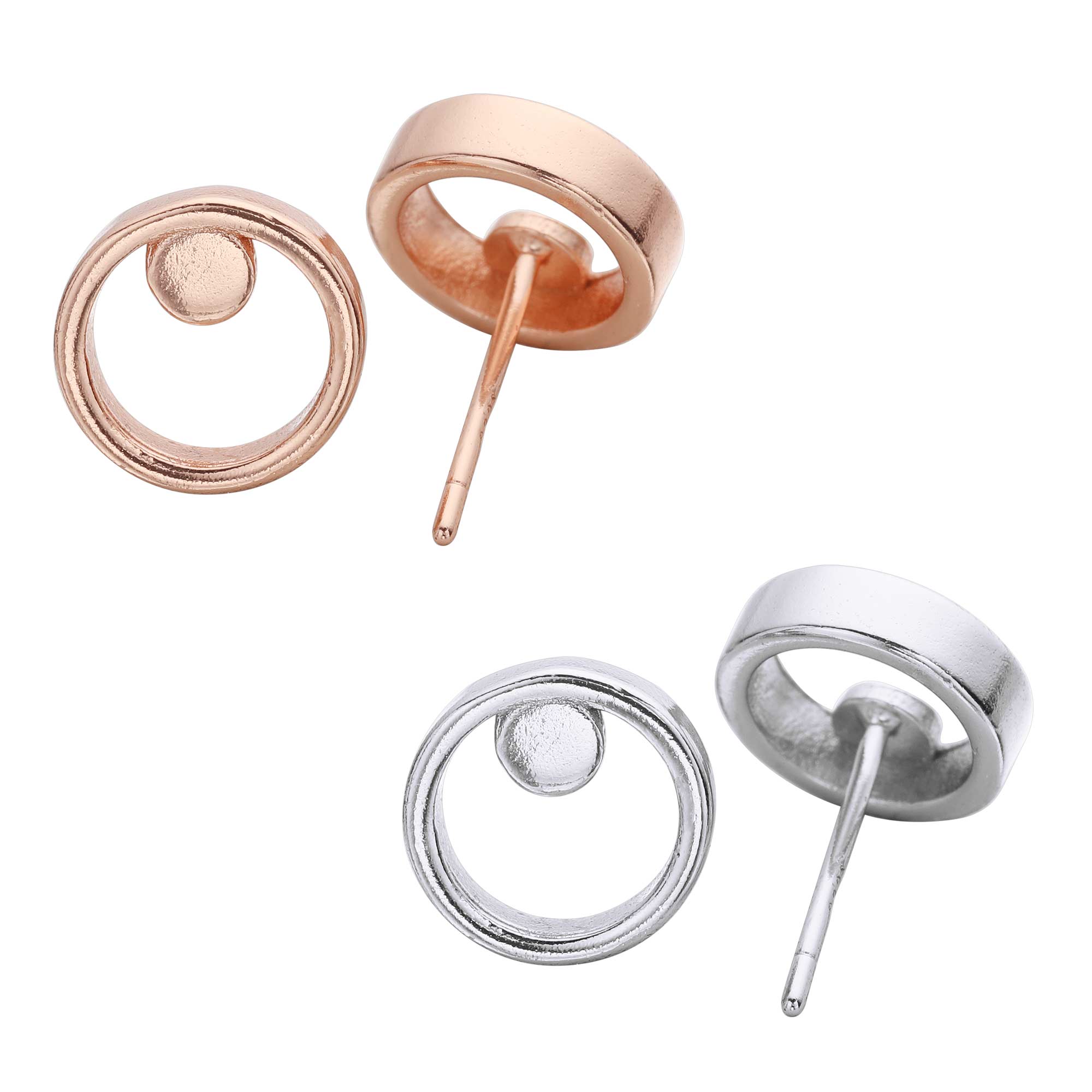 8MM Round Simple Studs Earrings,Full Moon Circle Solid 925 Sterling Silver Rose Gold Plated Earrings 1706101 - Click Image to Close