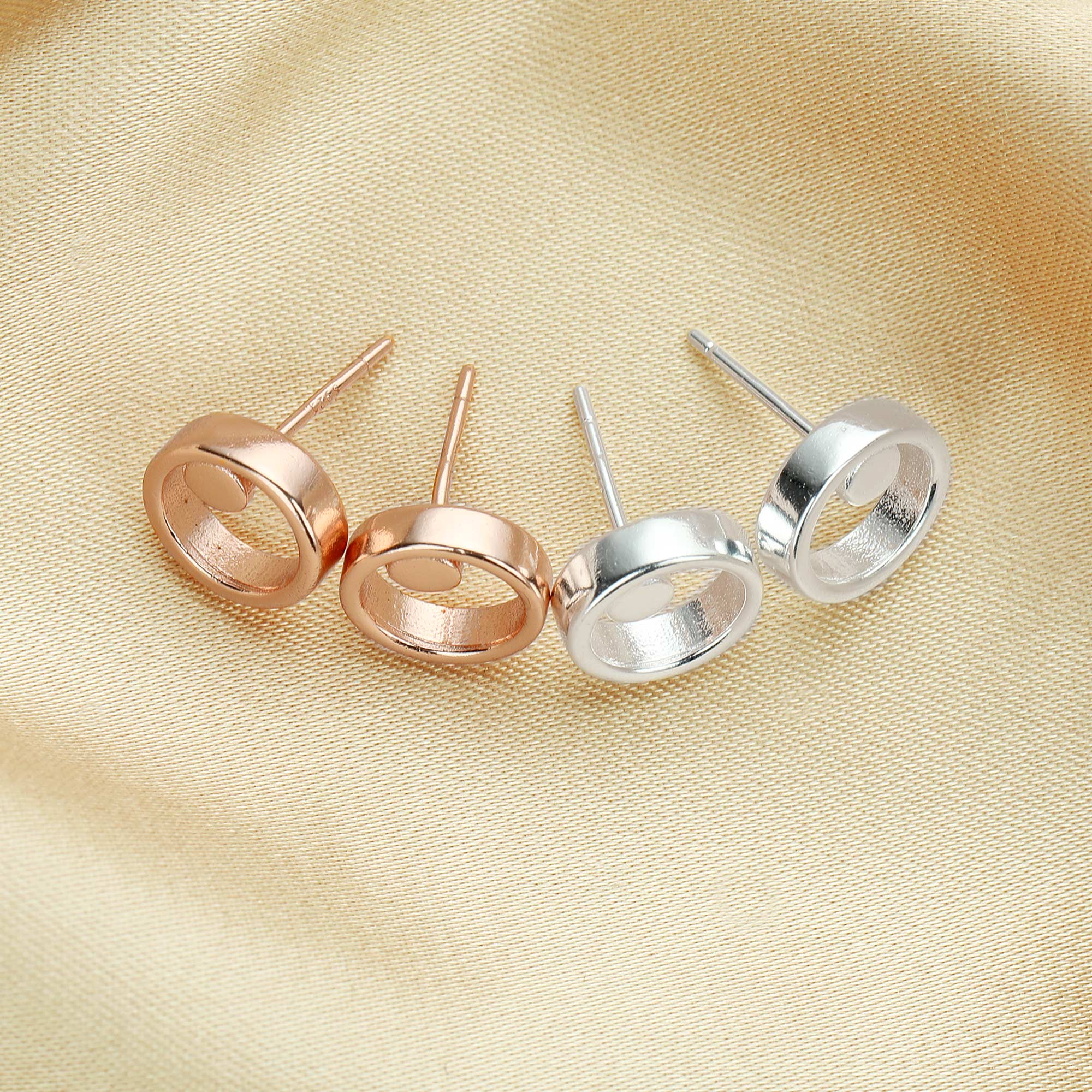 8MM Round Simple Studs Earrings,Full Moon Circle Solid 925 Sterling Silver Rose Gold Plated Earrings 1706101 - Click Image to Close