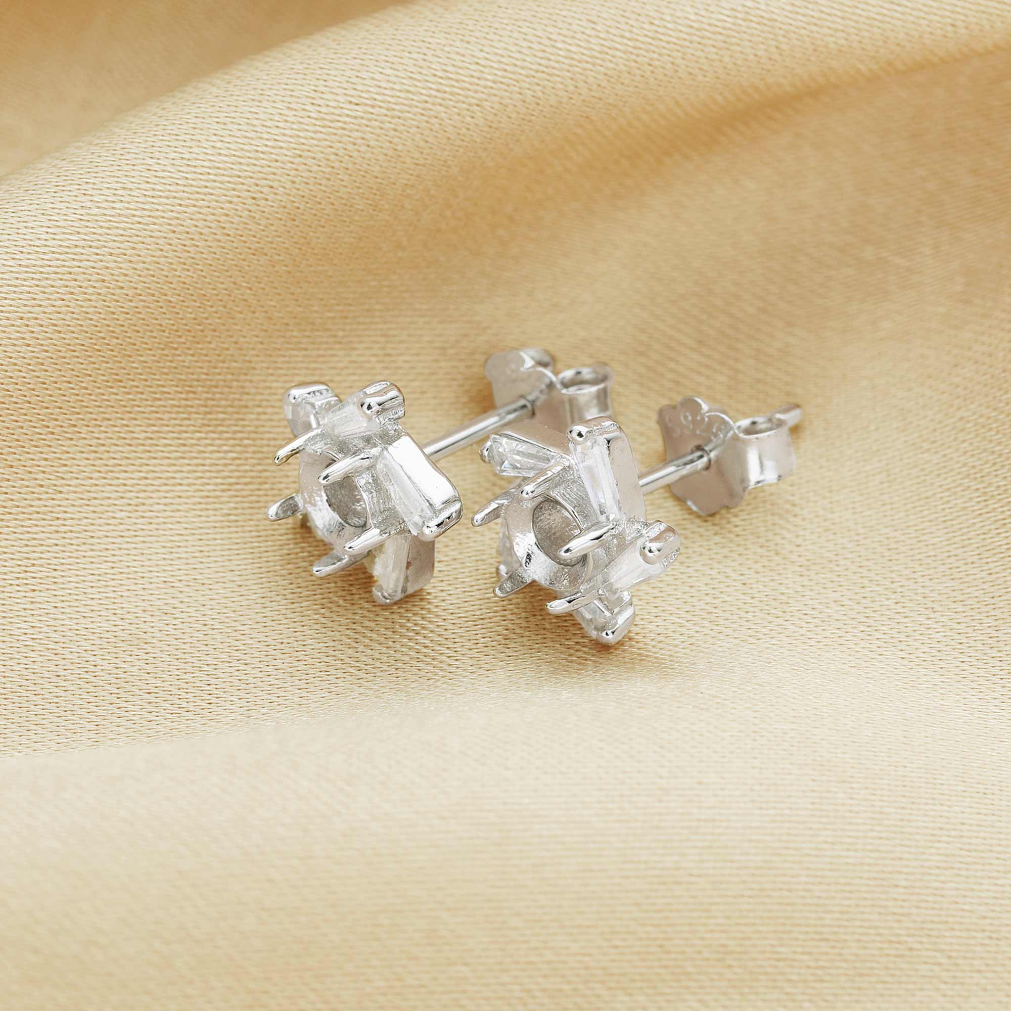 4MM Round Prong Studs Earrings Settings,Windmill Shaped Solid 925 Sterling Silver Rose Gold Plated Earrings,DIY Earrings Bezel Supplies 1706103 - Click Image to Close