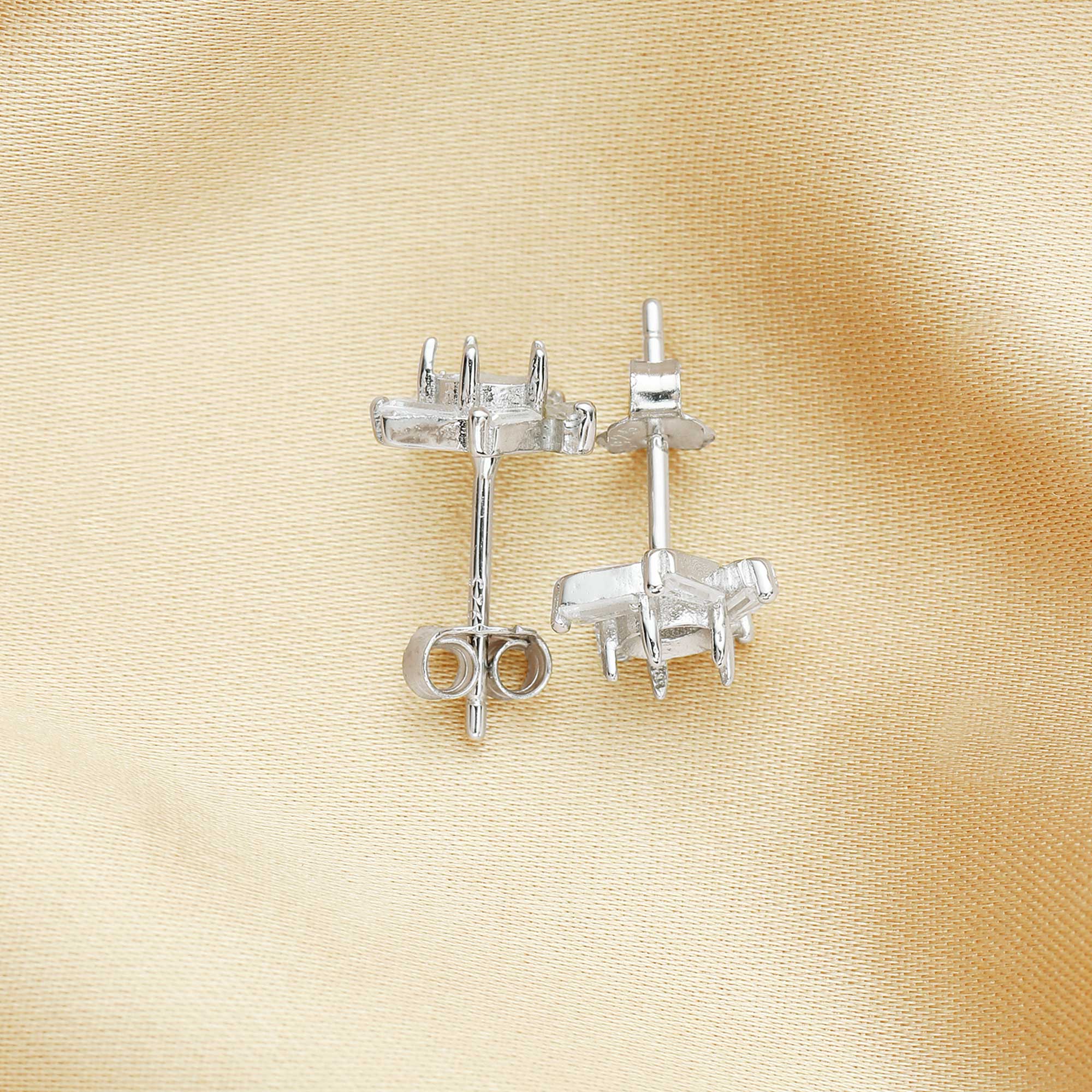 4MM Round Prong Studs Earrings Settings,Windmill Shaped Solid 925 Sterling Silver Rose Gold Plated Earrings,DIY Earrings Bezel Supplies 1706103 - Click Image to Close