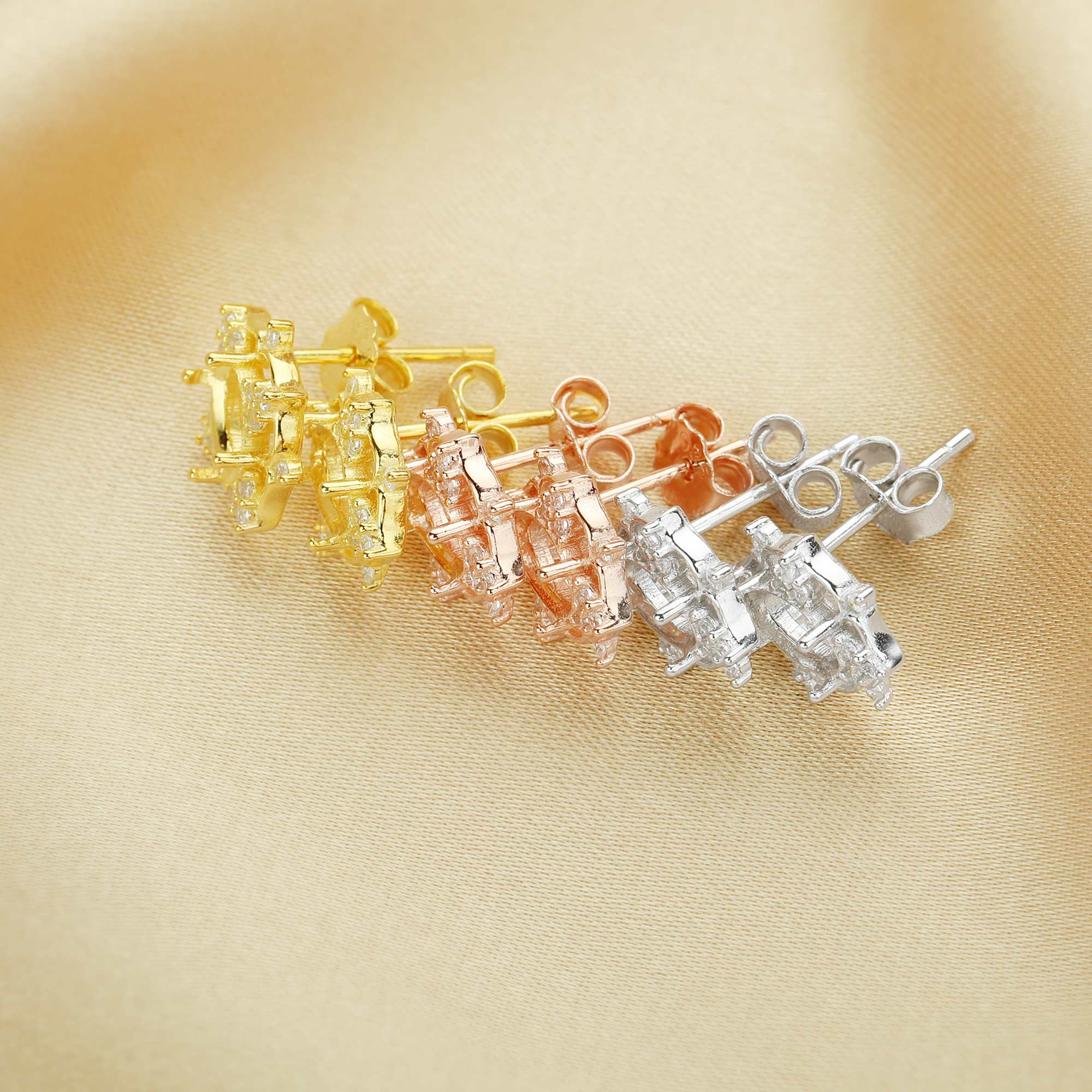 4x6MM Oval Prong Studs Earrings Settings,Luxury Solid 925 Sterling Silver Rose Gold Plated Earrings,DIY Earrings Bezel 1706104 - Click Image to Close