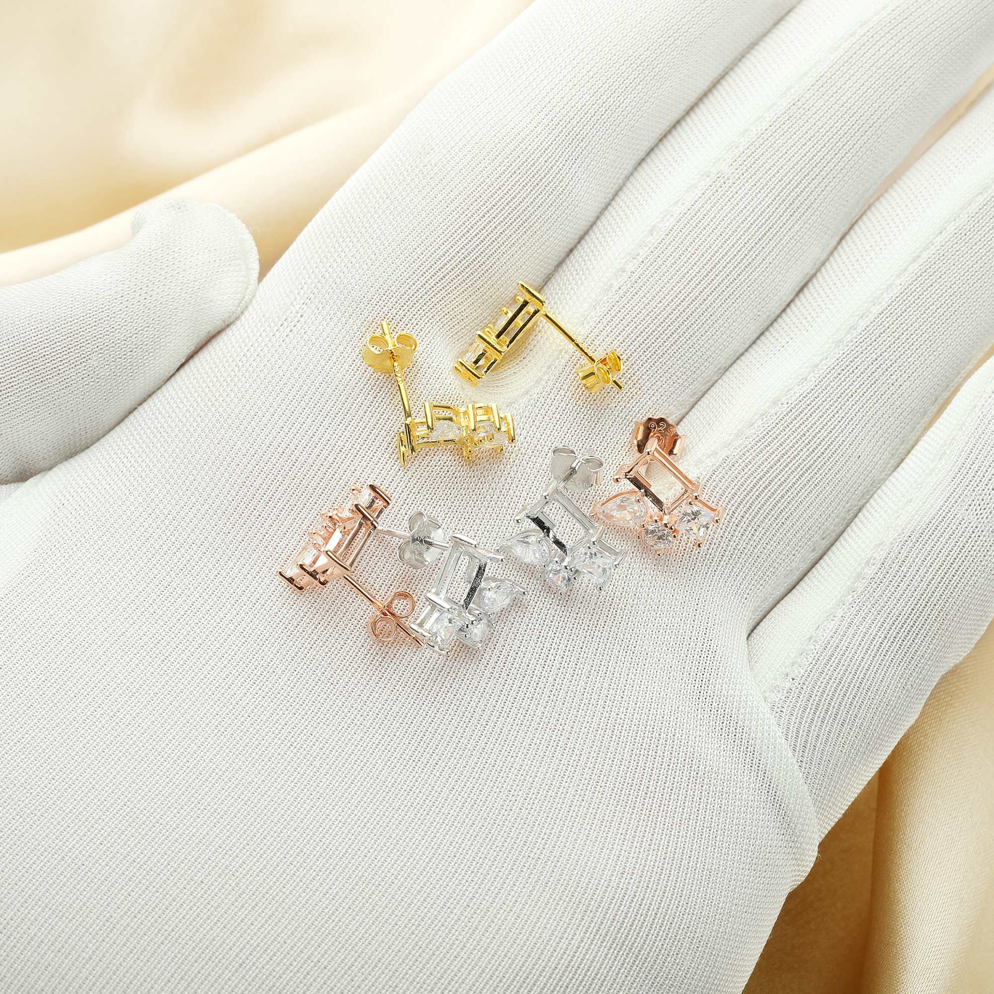 4x6MM Rectangle Prong Studs Earring Settings,Art Deco Solid 925 Sterling Silver Rose Gold Plated Earrings,DIY Earrings Bezel 1706105 - Click Image to Close