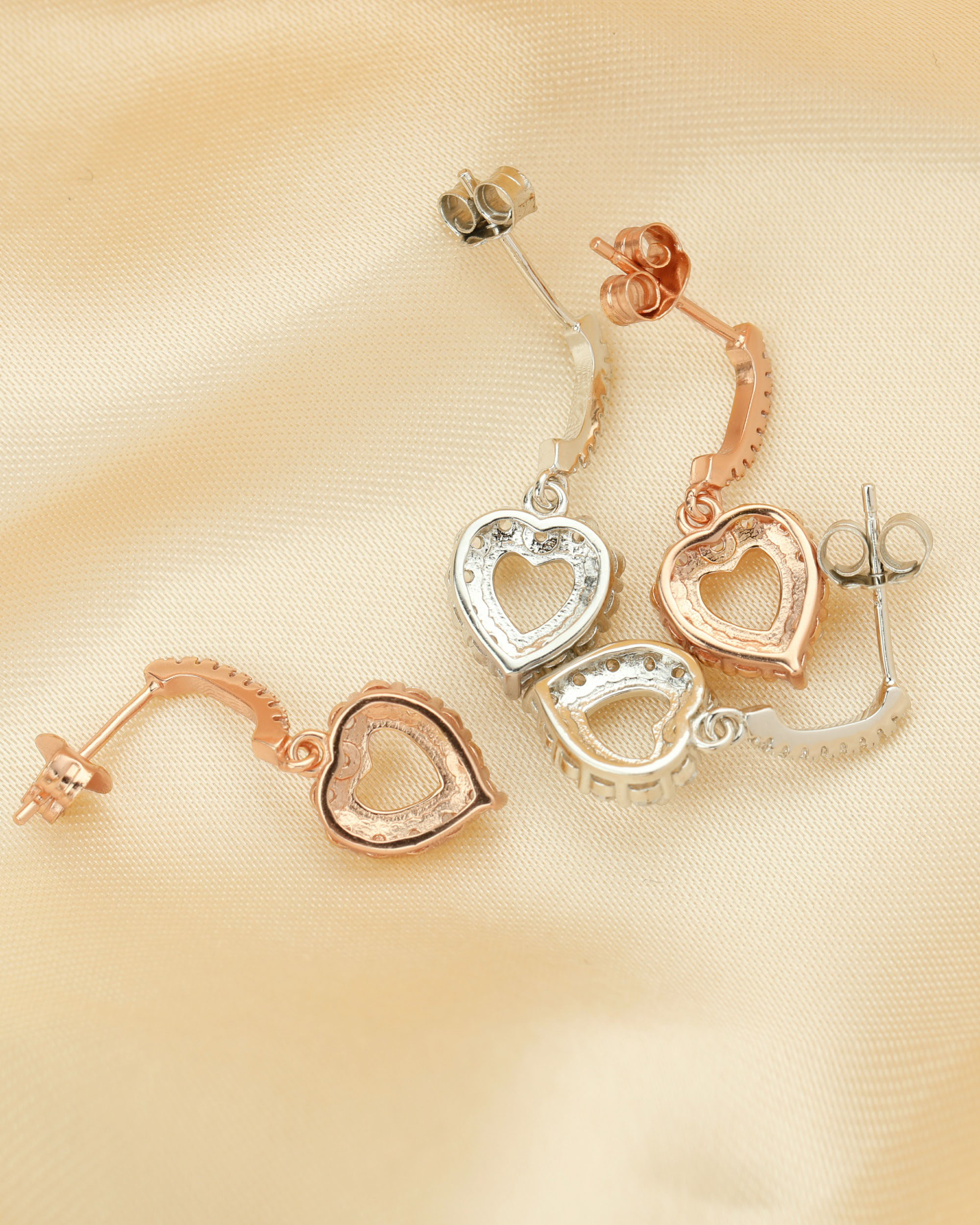 6MM Heart Prong Studs Earrings Settings,Solid 925 Sterling Silver Rose Gold Plated Earrings,Art Deco Earring,DIY Earrings Bezel 1706120 - Click Image to Close