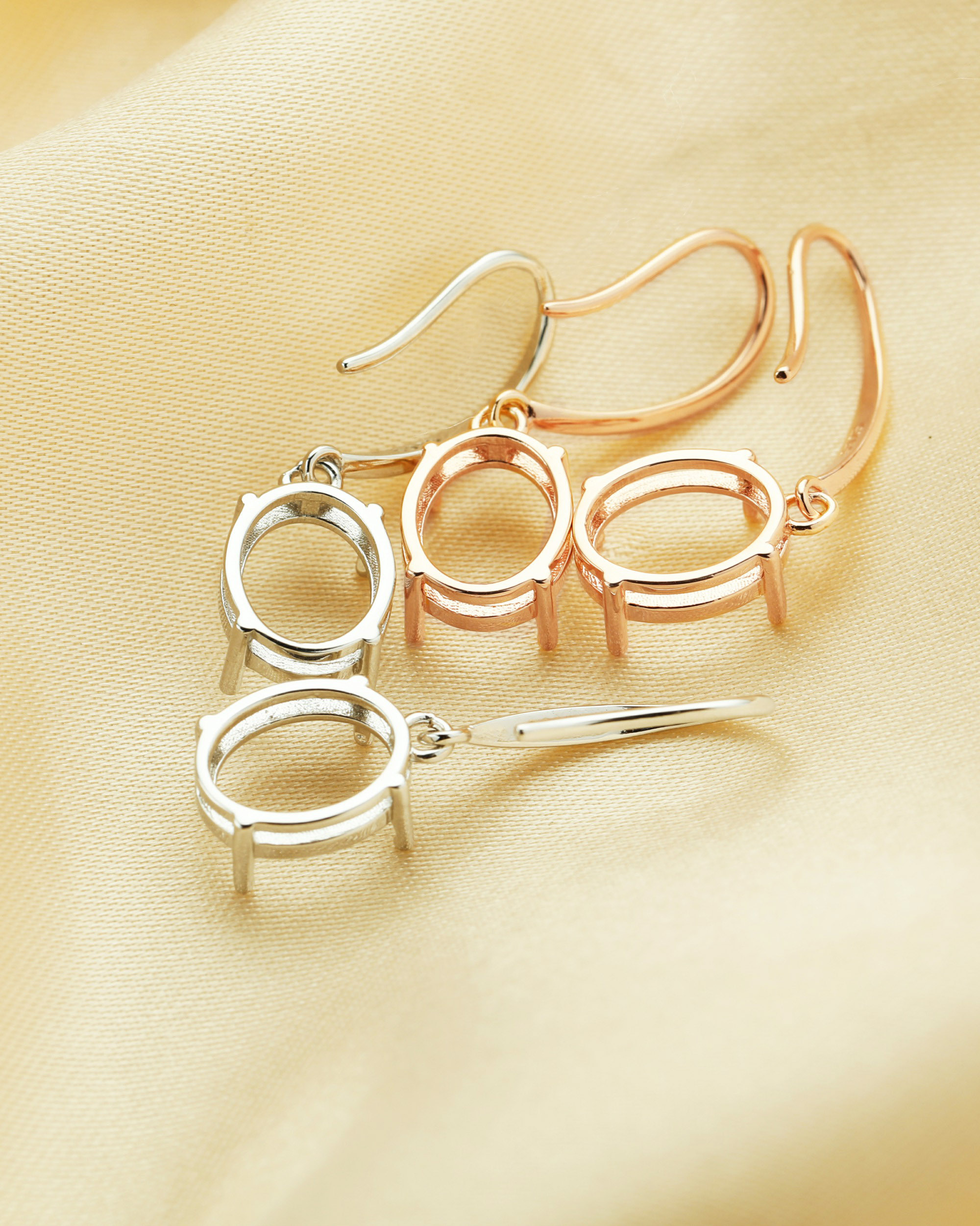 8x10MM Oval Prong Hooks Earrings Settings,Solid 925 Sterling Silver Rose Gold Plated Earrings,Simple Earring,DIY Earrings Bezel 1706123 - Click Image to Close